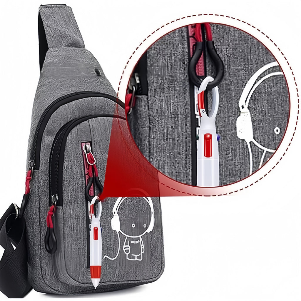 Retractable Four-color Pens with Carabiner Clip