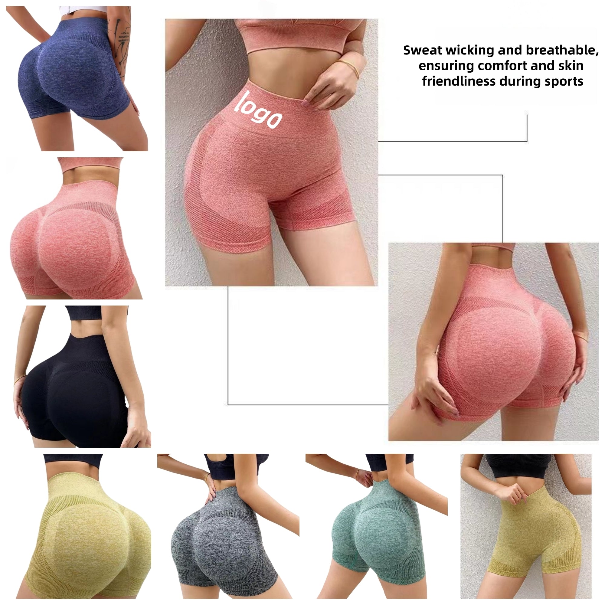 Women's High Waisted Push Up Athletic Shorts
