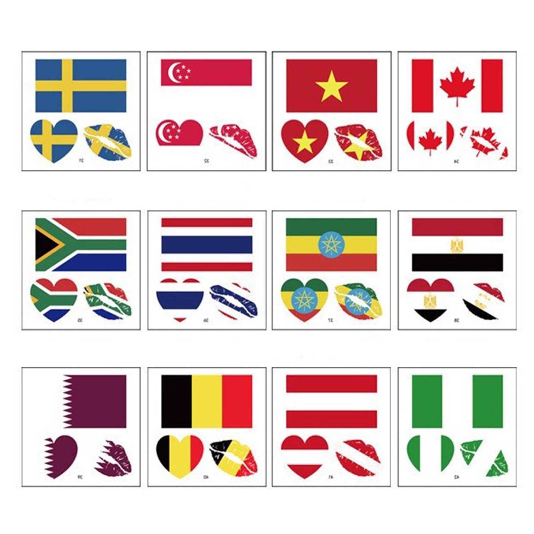 Customizable Patriotic Country Temporary Tattoos Body Stickers