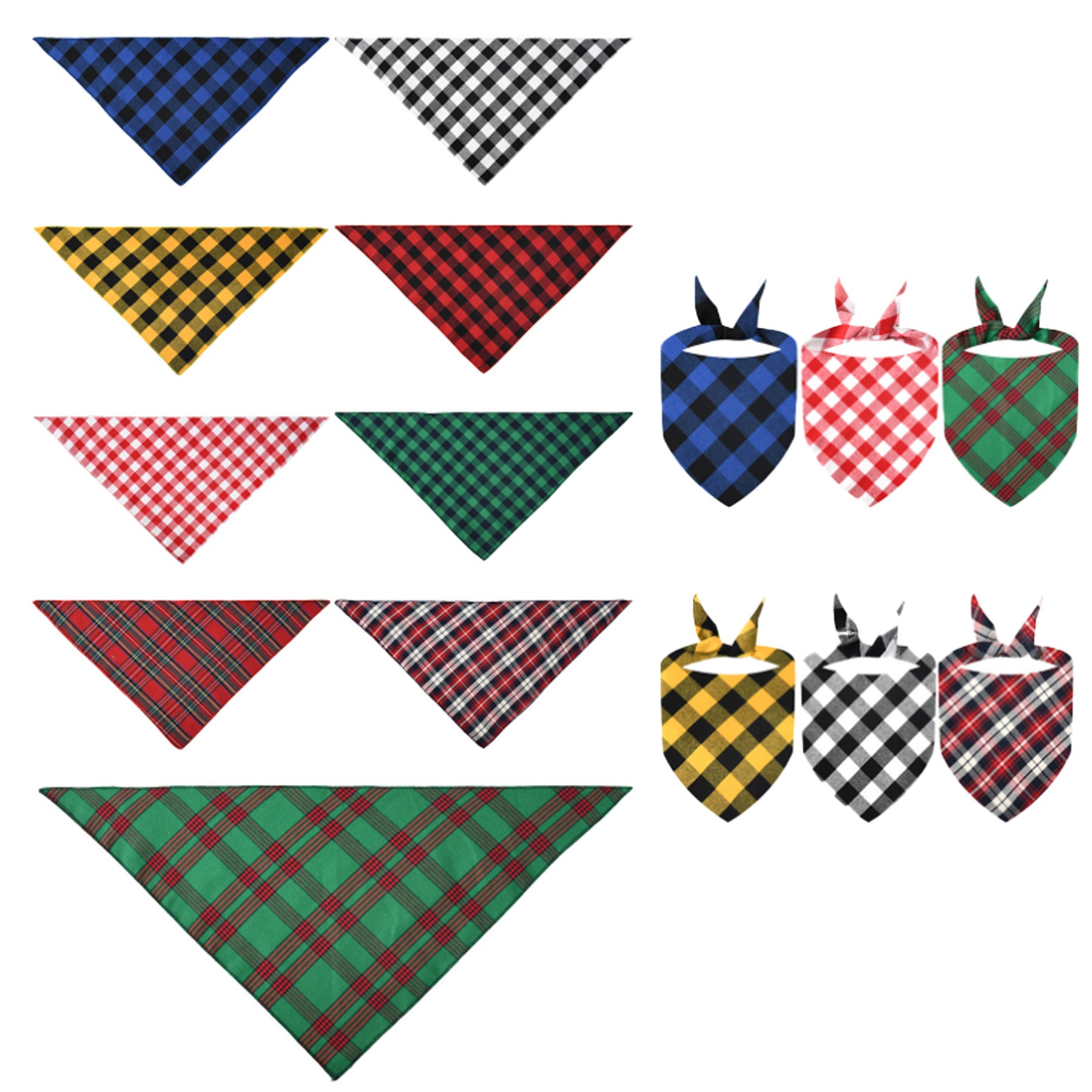 Christmas Party Cotton Plaid Triangle Pet Drool Towel