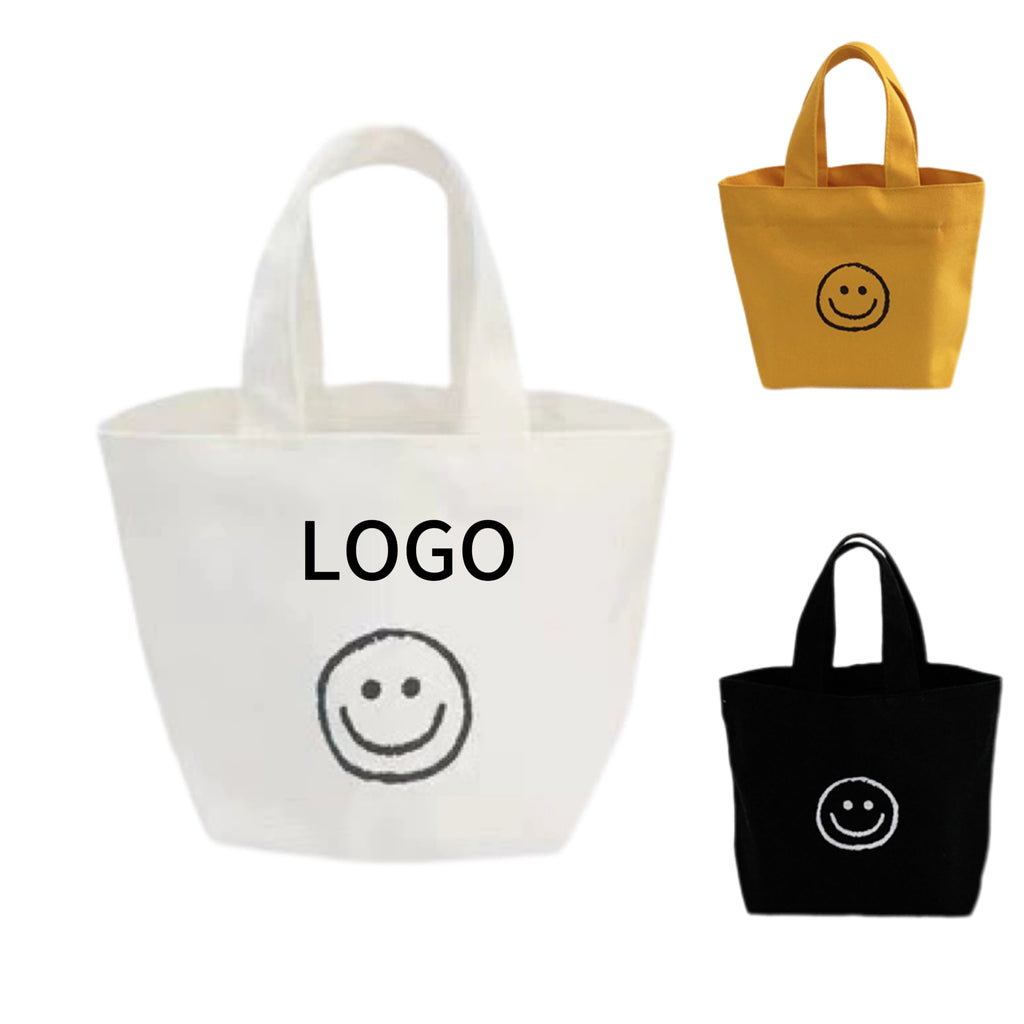 Custom Smiley Face Canvas Tote Bag