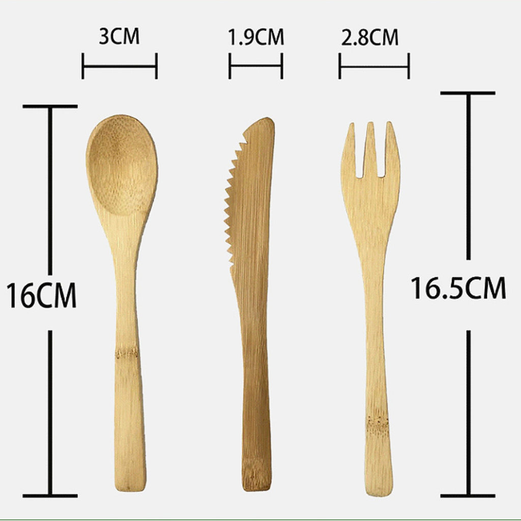 3 Piece Bamboo Cutlery Set