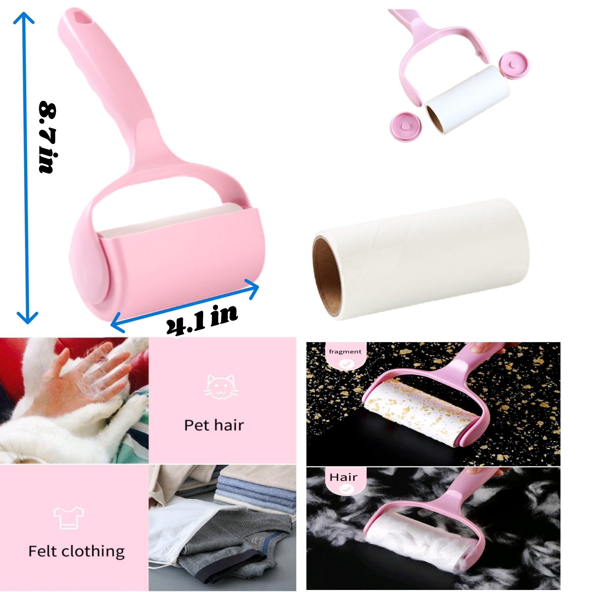PP Ergonomic Detachable Lint Roller With Sticky Paper