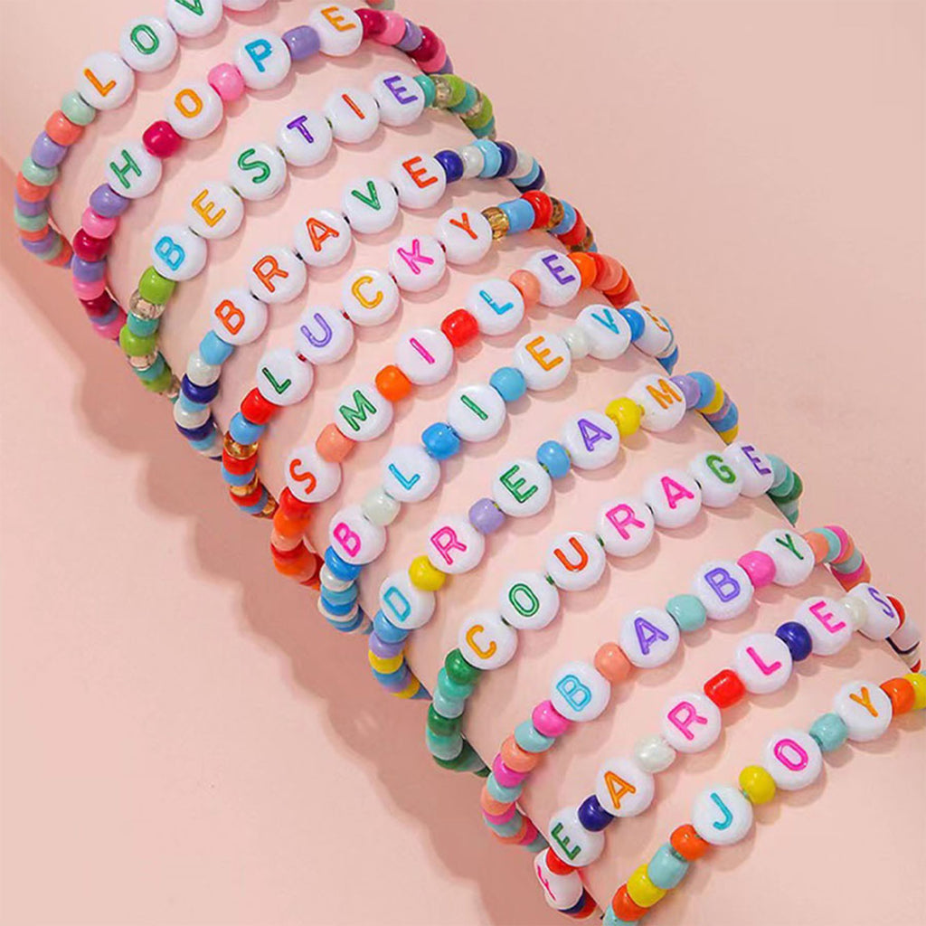 Box Set Beaded Bracelets With Letter Beads