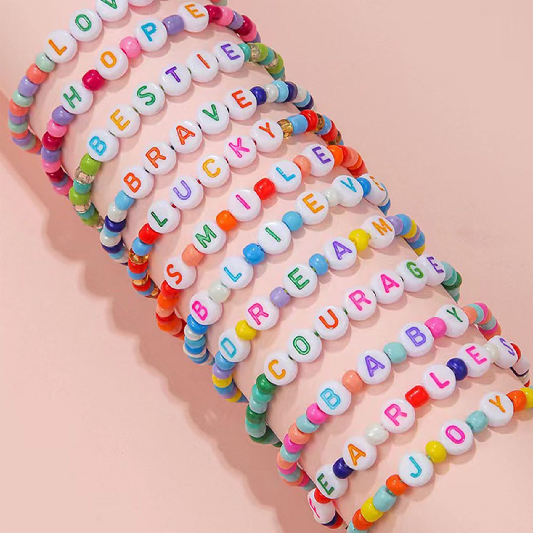 Box Set Beaded Bracelets With Letter Beads