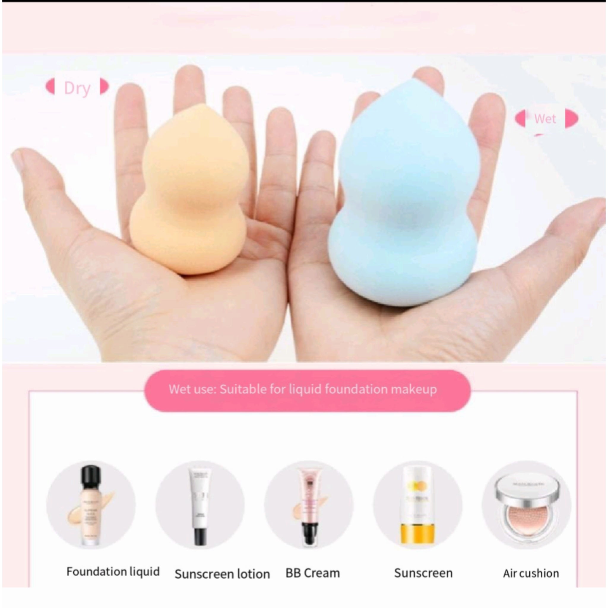 Non Absorbent Beauty Sponge Set Multi Shape Wet Dry Use