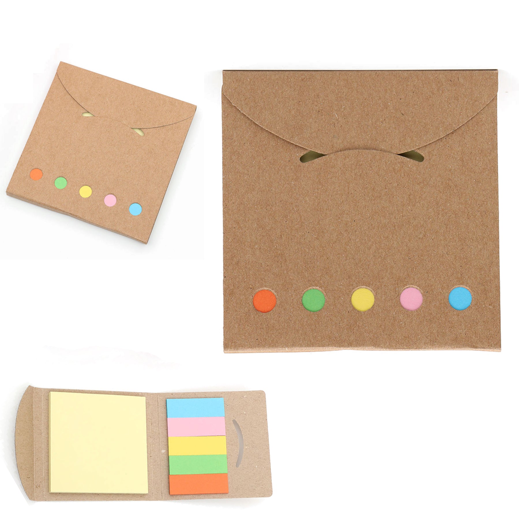 Kraft Paper-Covered Colorful Sticky Note Set