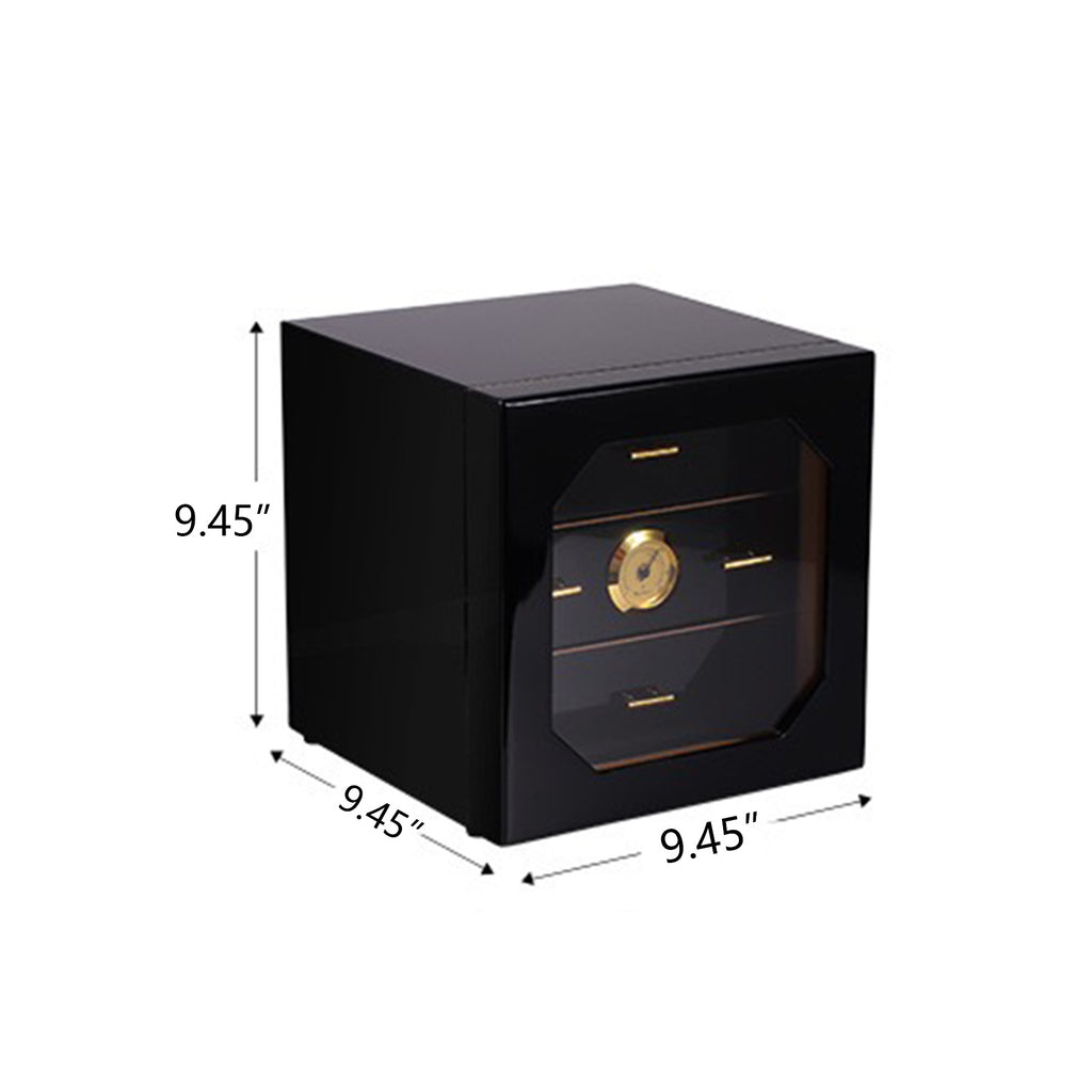 Black High Gloss Piano Finish Cedar Wood Cigar Cabinet