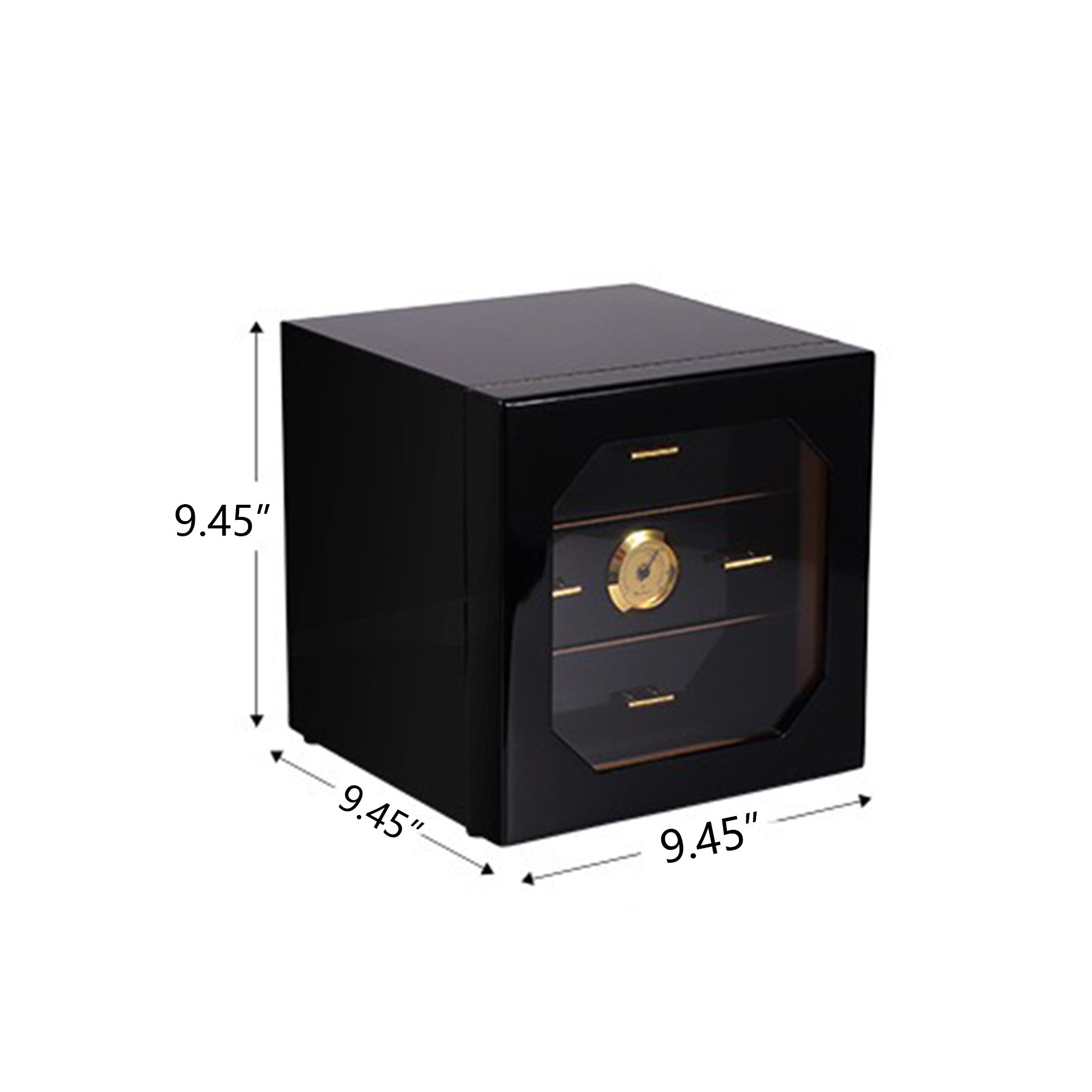 Black High Gloss Piano Finish Cedar Wood Cigar Cabinet