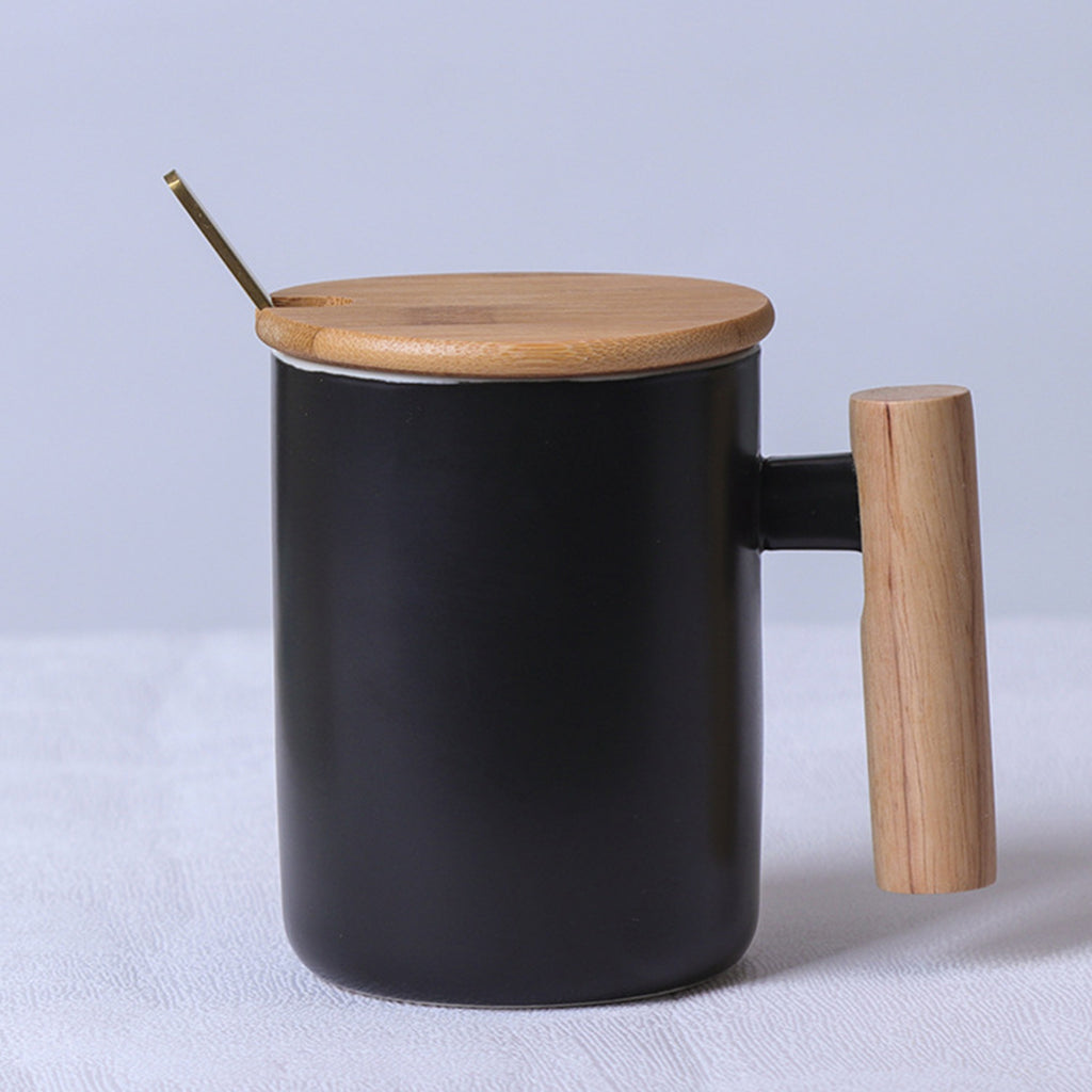 Solid Wood Handle Ceramic Mug