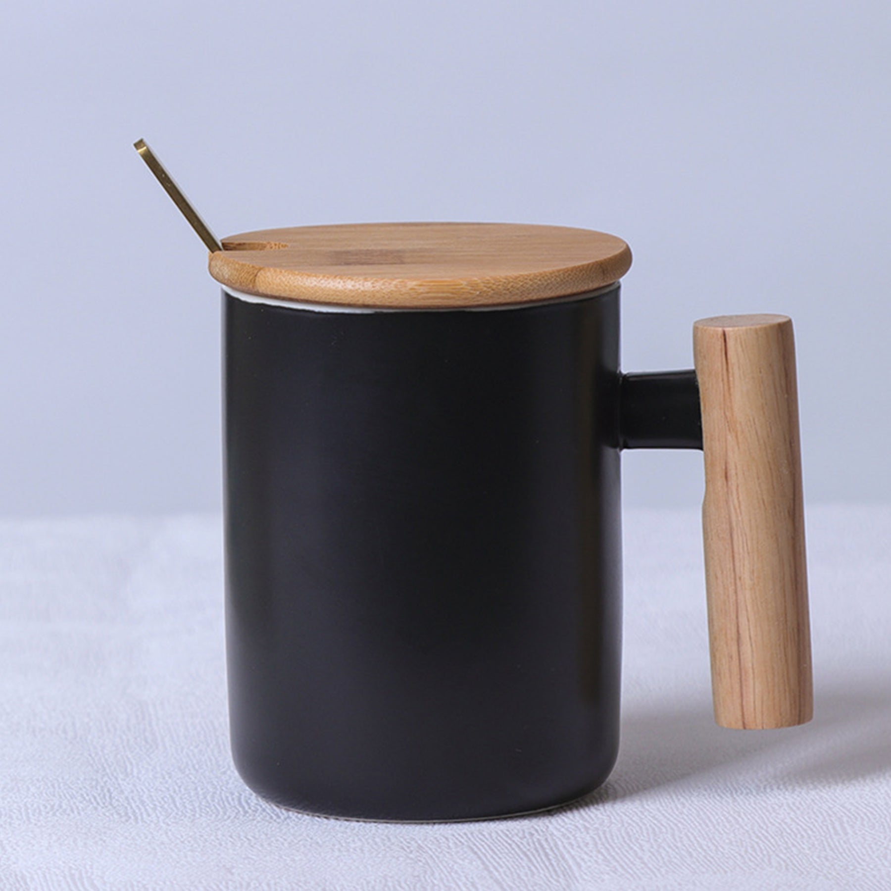 Solid Wood Handle Ceramic Mug