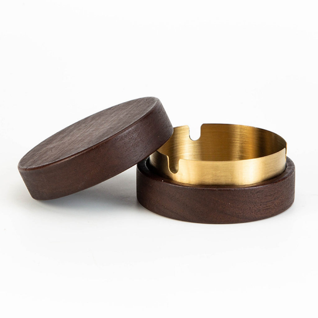 Wood Ashtray With Open Lid