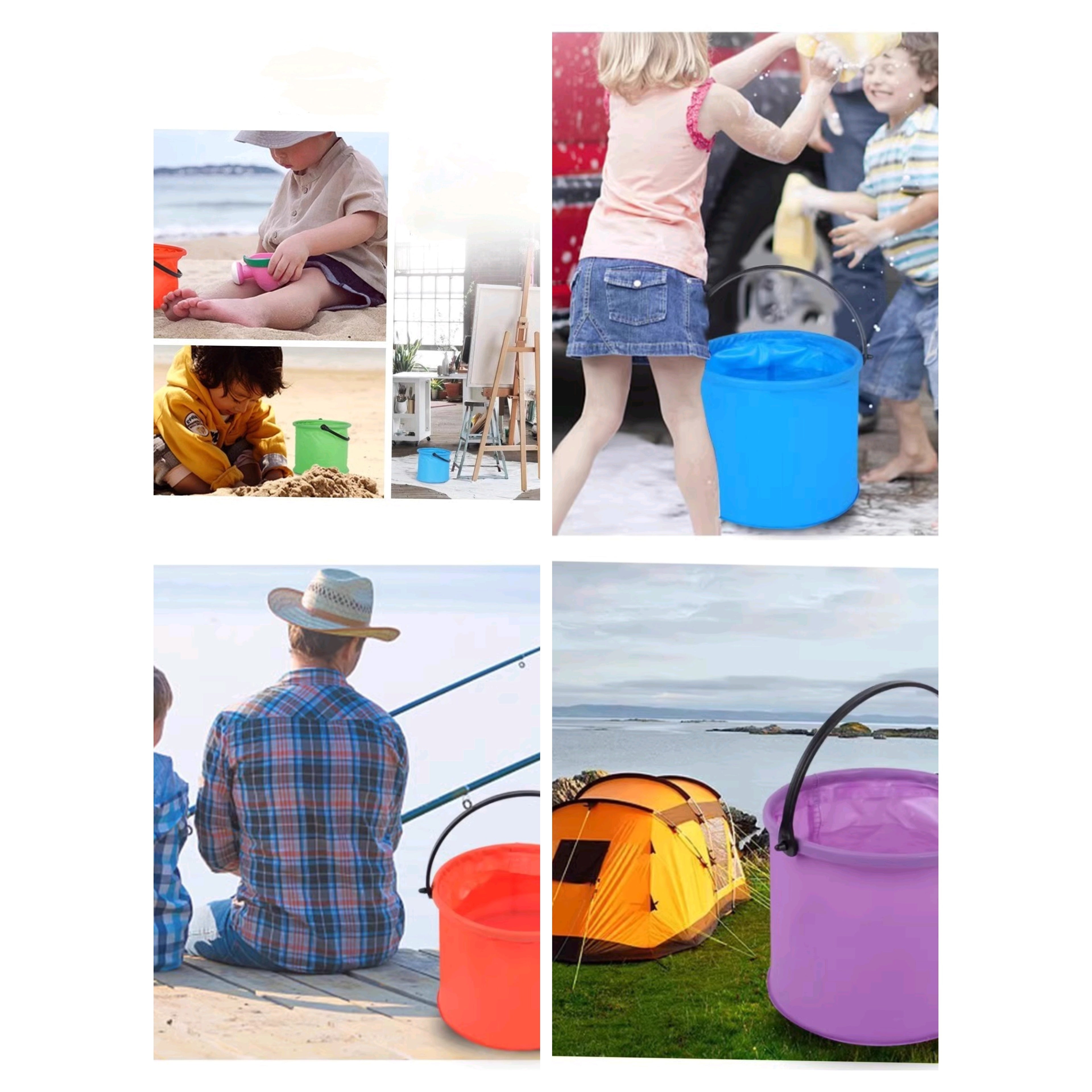 Collapsible Multipurpose Bucket For Art And Beach