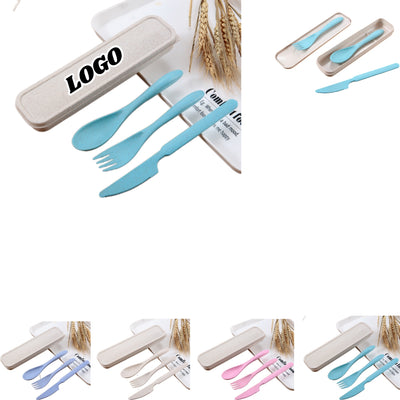 Three-piece Wheat Straw Cutlery Set (Fork, Knife and Spoon)