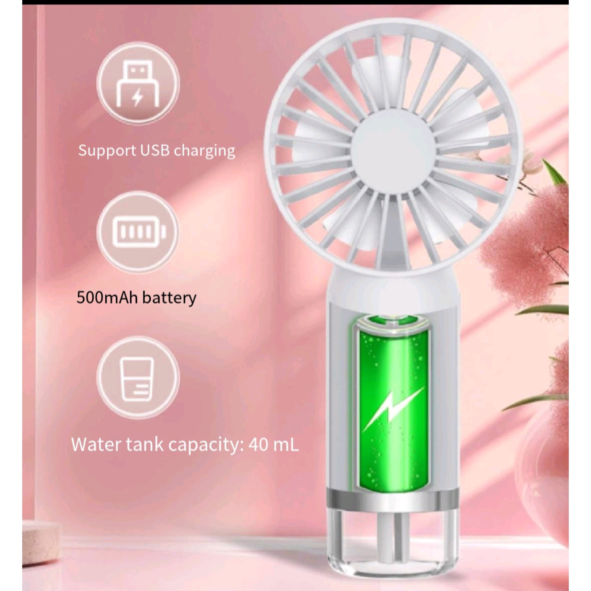 Handheld Mist Fan Cooling Portable USB Rechargeable Outdoor
