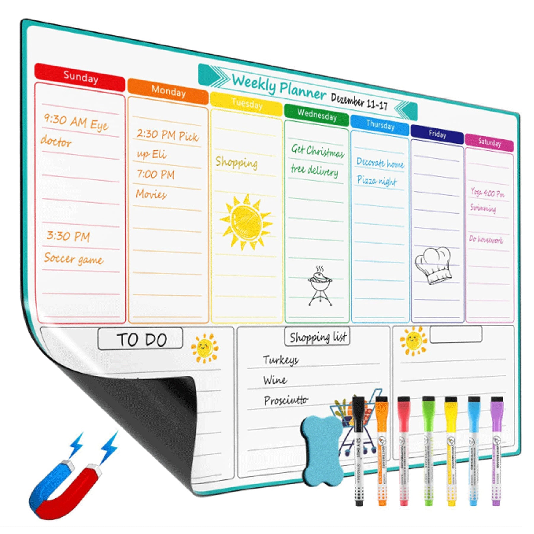 Multicolor Monthly Calendar for Fridge Magnets
