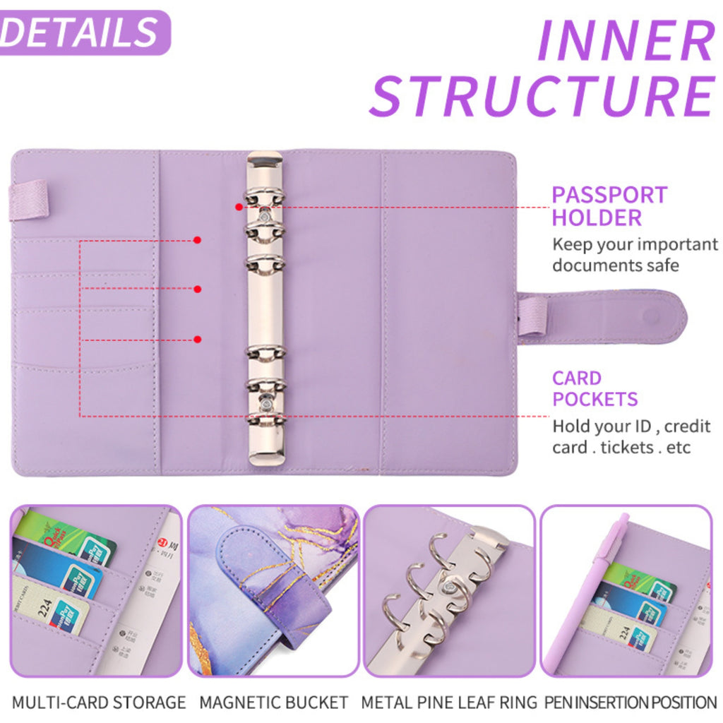 A6 Colorful Marble Style PU Budget Planner Notebook
