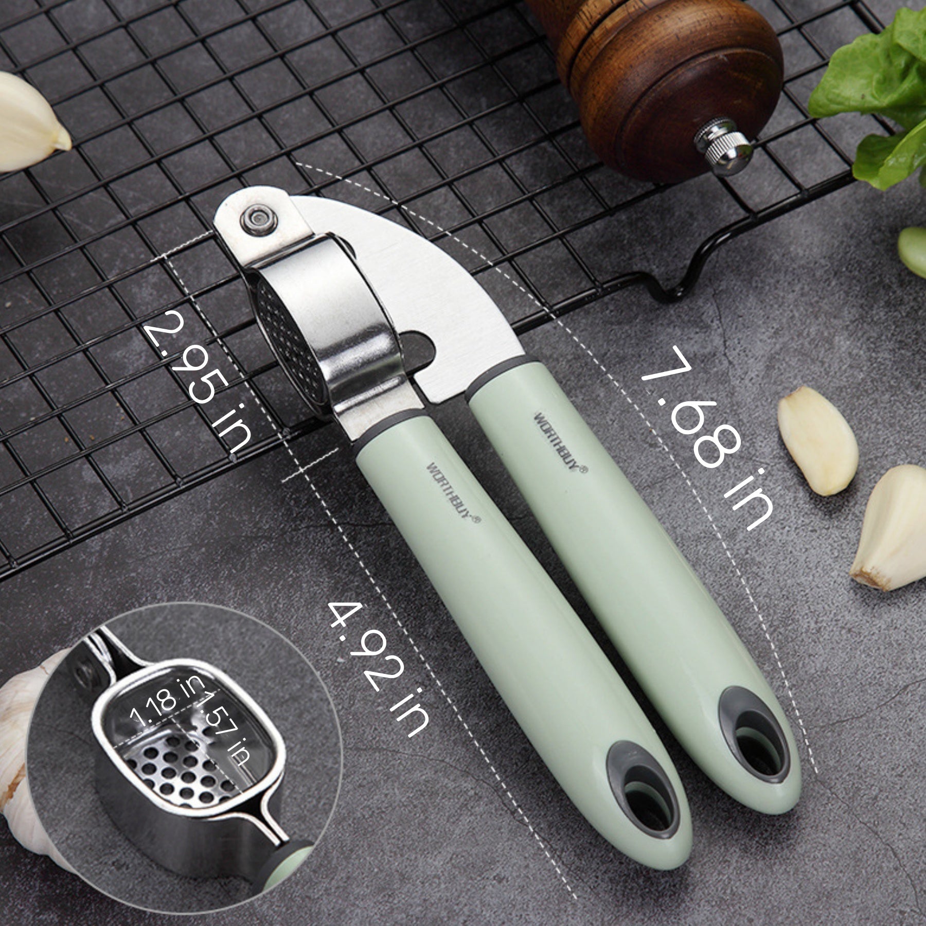 Household Stainless Steel Manual Garlic Press