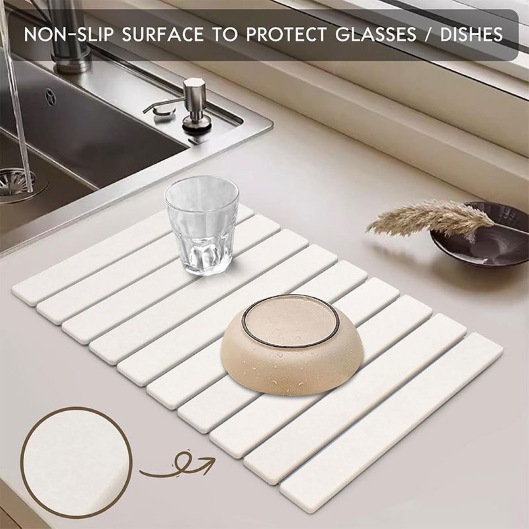 Foldable Diatomaceous Earth Dish Drying Mat