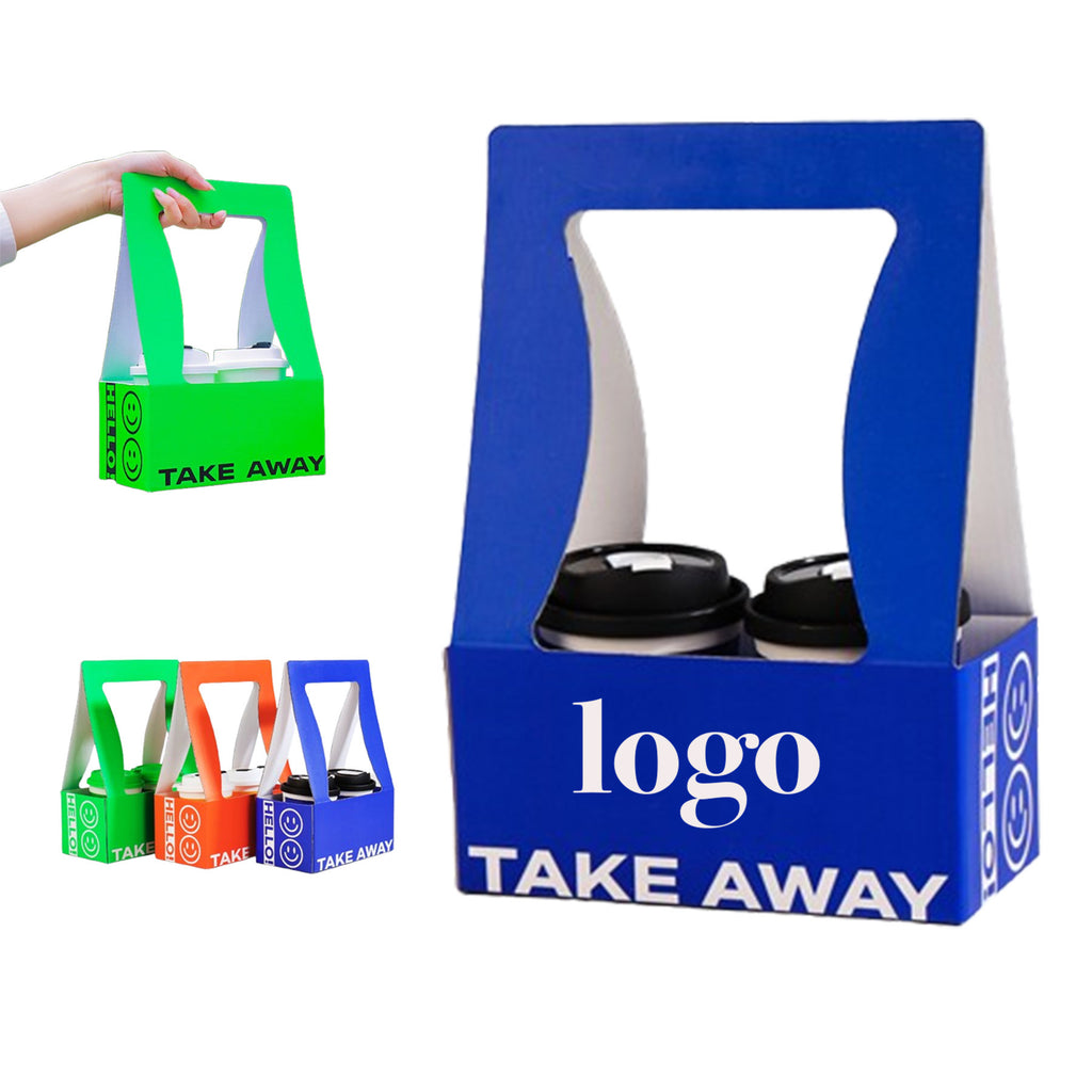 2 Cups Kraft Paper Cup Holder With Handle