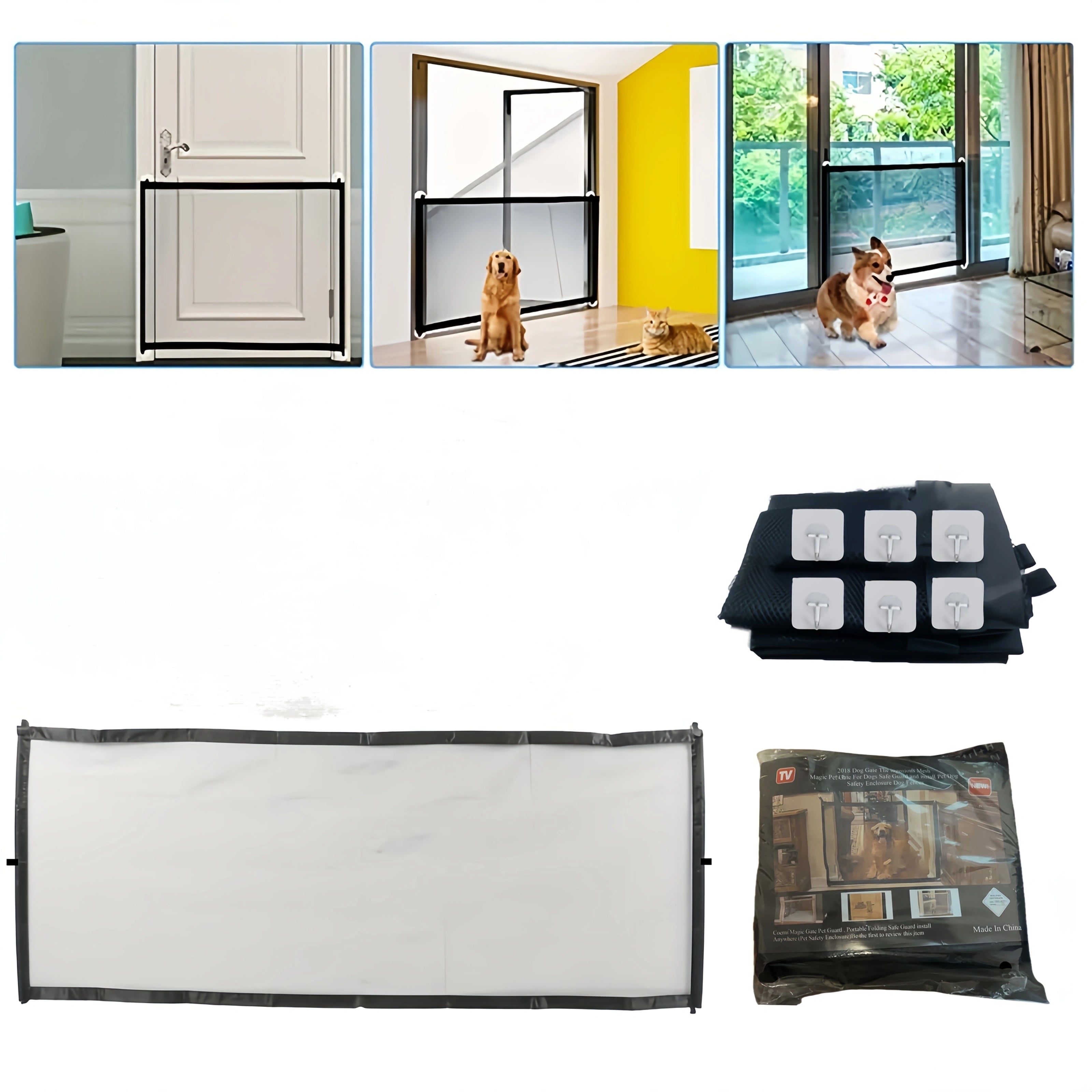 No Drill Pet Gate Safety Barrier With Thickened Mesh
