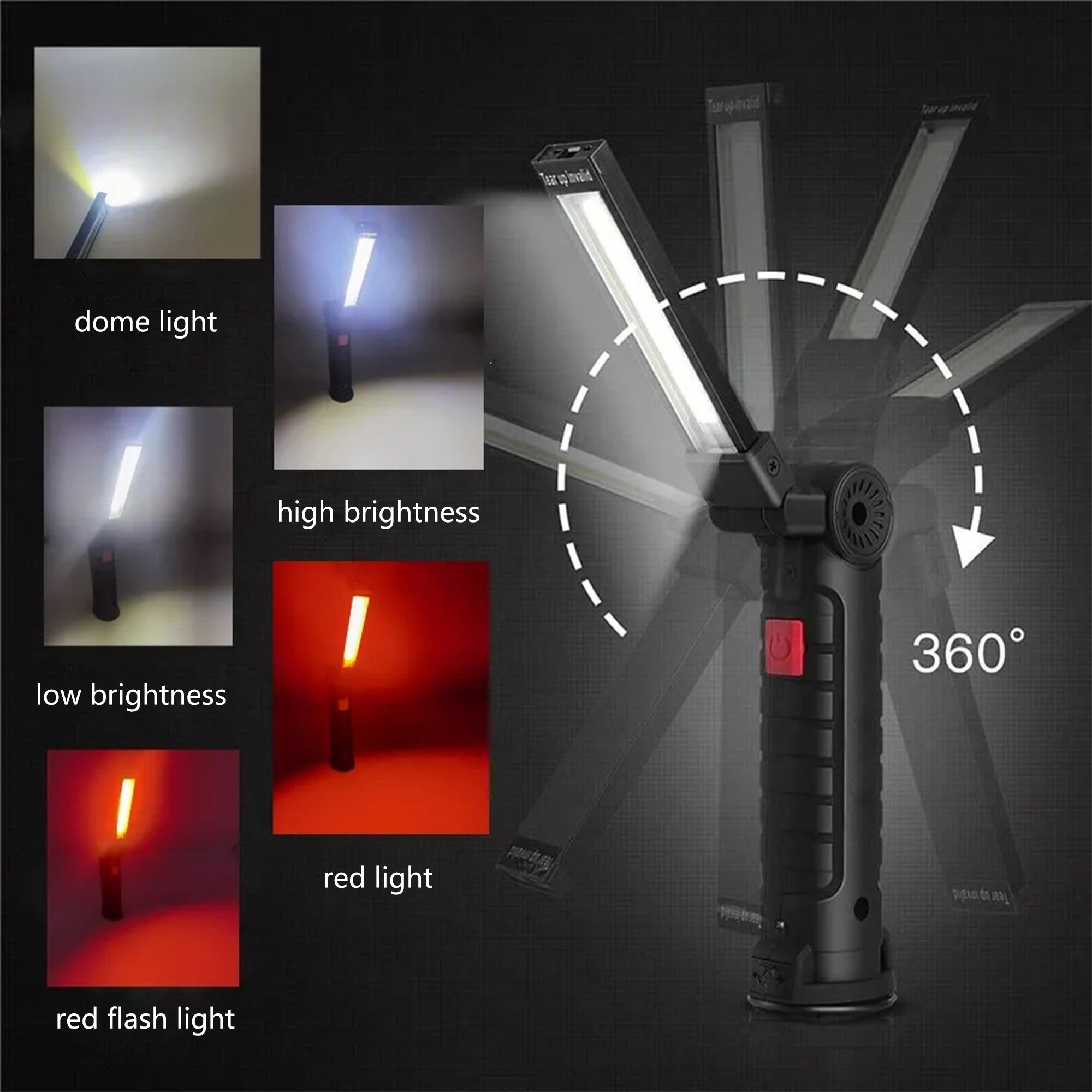 Rechargeable Led Work Flashlight Cob Lamp With Magnetic Base