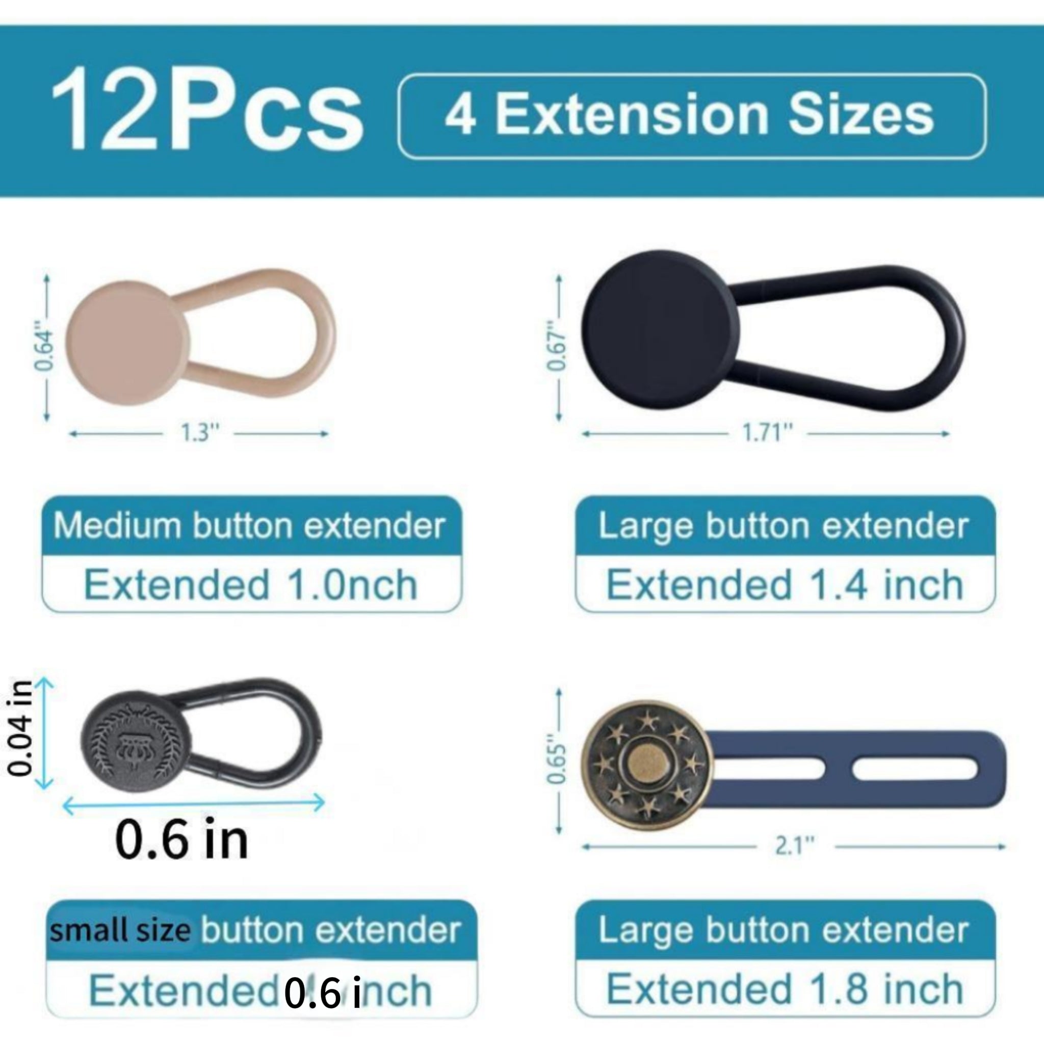 12 Pcs Pant Button Extenders For Jeans