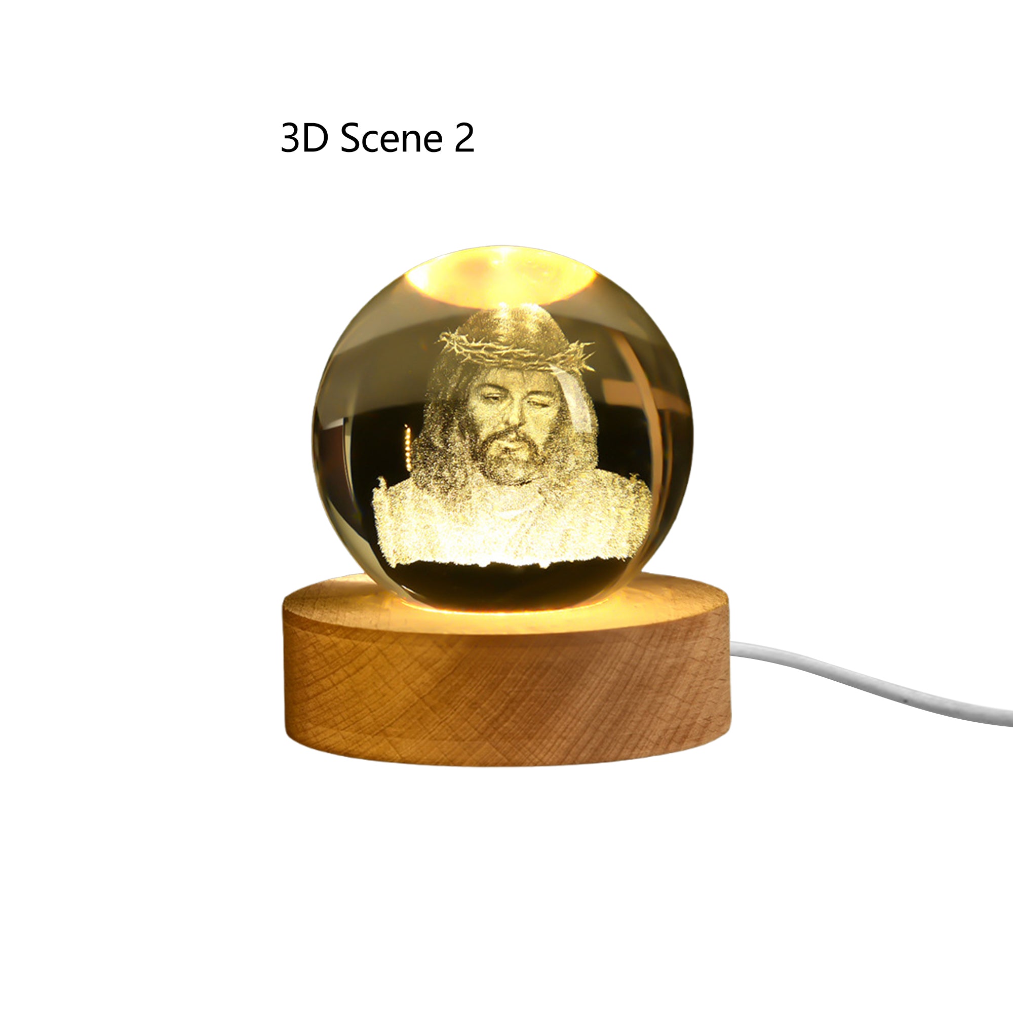 3D Crystal Night Light With Wooden Base Gifts For Christians