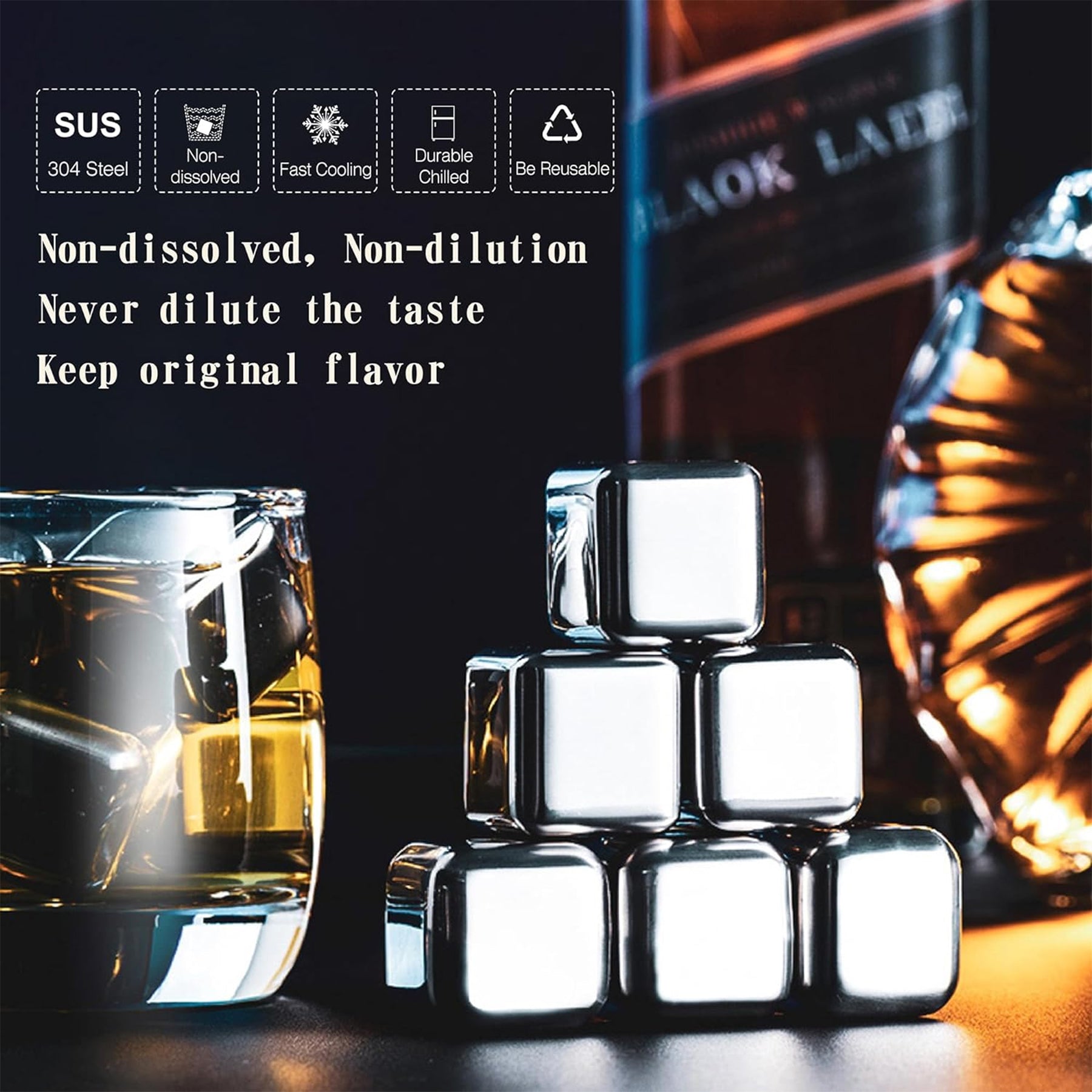 4 Pcs Stainless Steel Ice Cubes Set