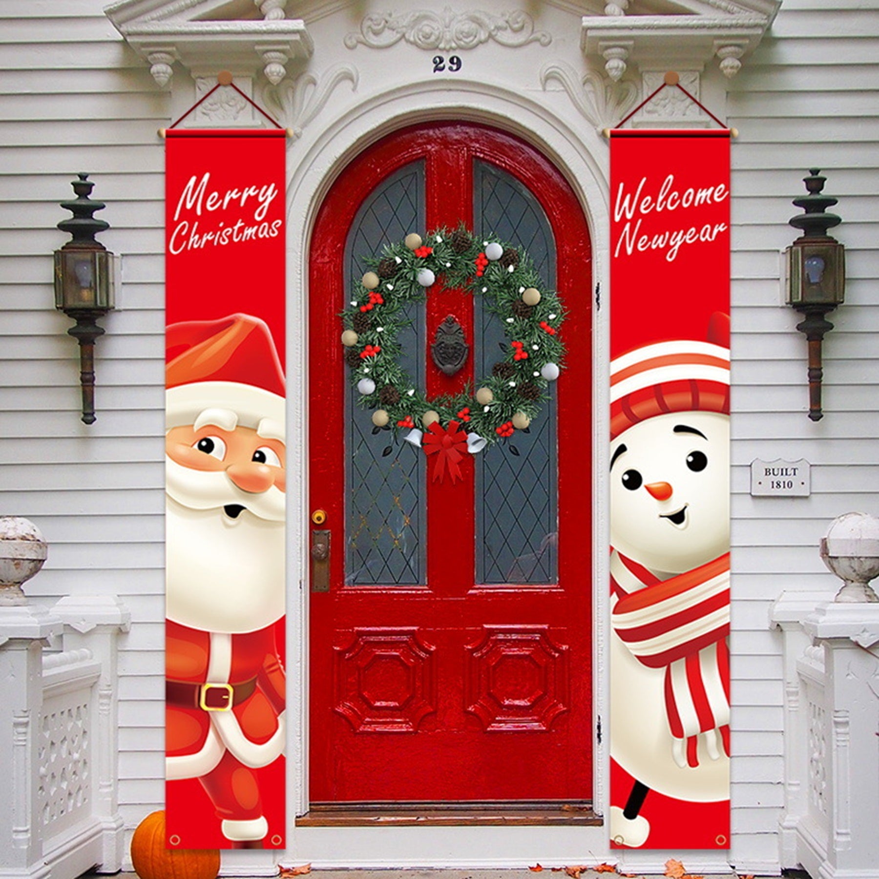 Christmas Door Decorations Xmas Porch Banner Hanging Banners Couplet