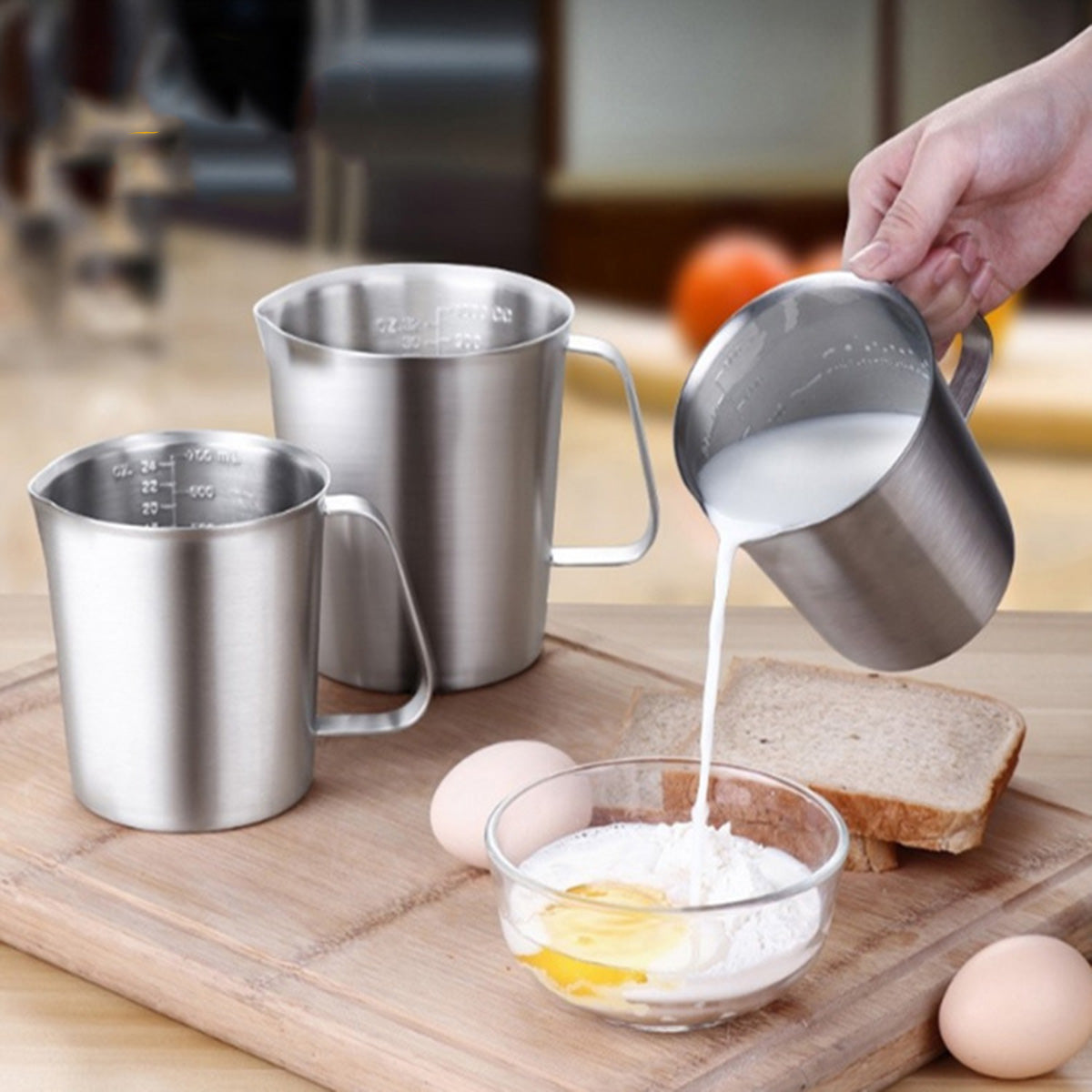 16Oz Stainless Steel Milk Measuring Cup With Marking