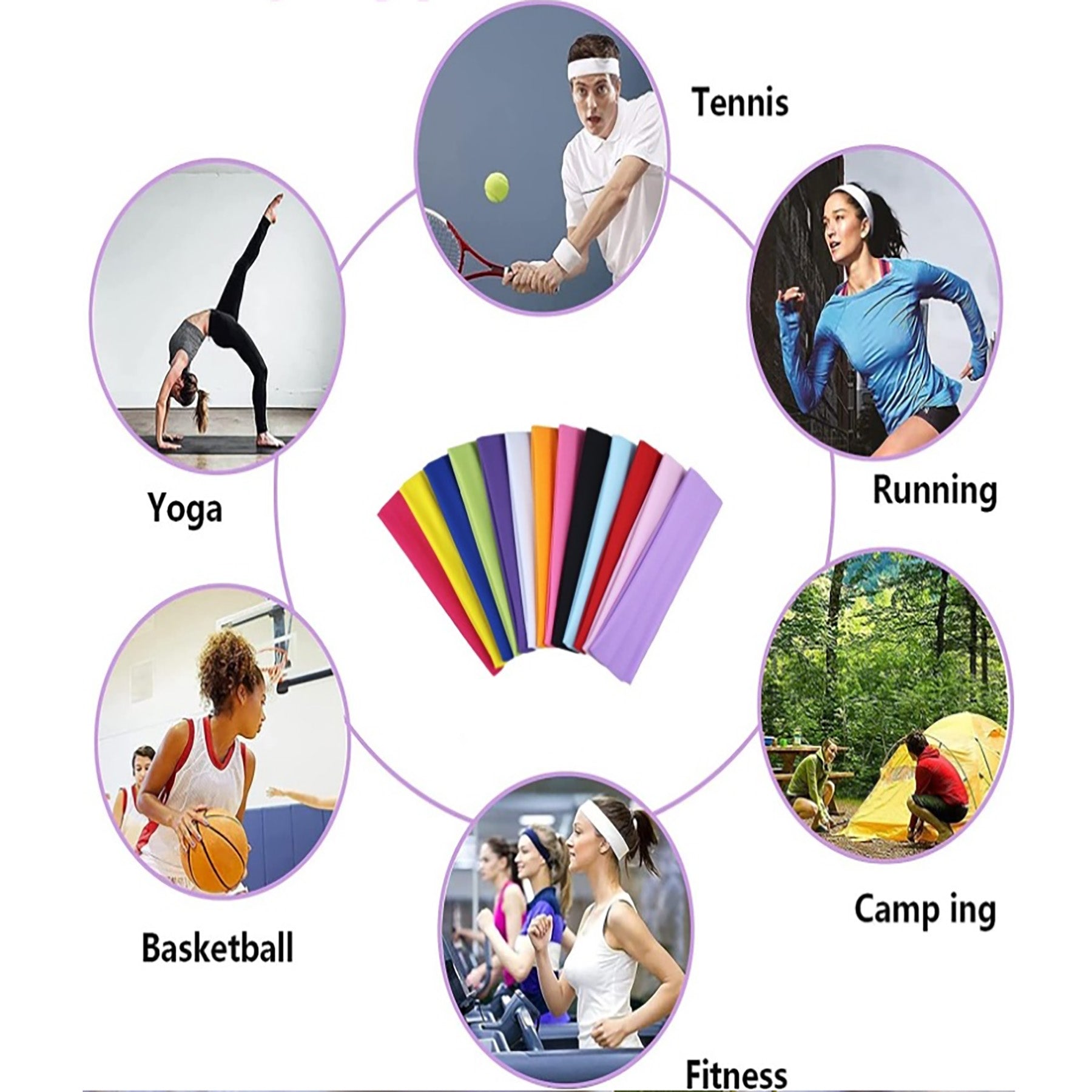 Solid Colour High Stretch Headband Yoga Exercise Hair Band