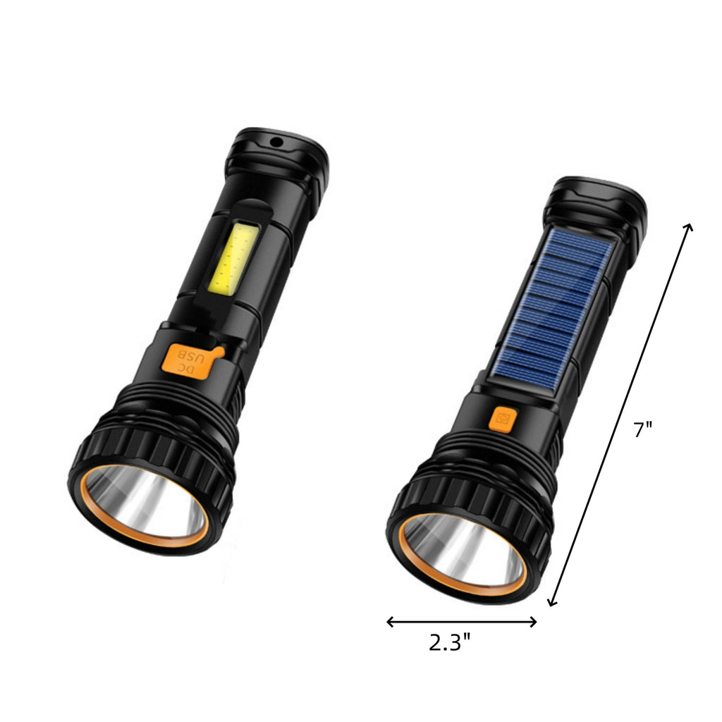 Led Solar Charging Strong Light Flashlight