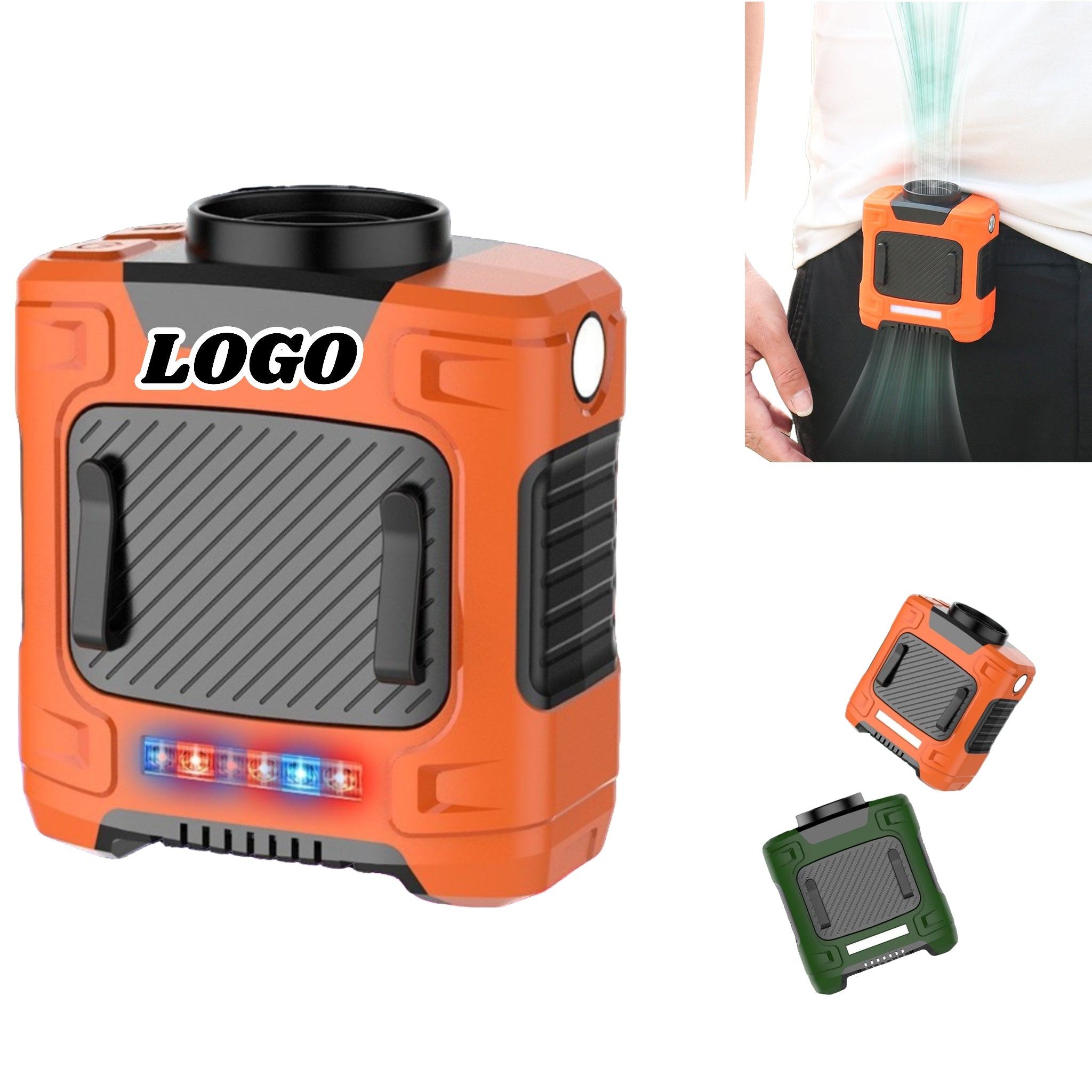 Wearable Waist Fan Outdoor Rechg Flashlight Long Last