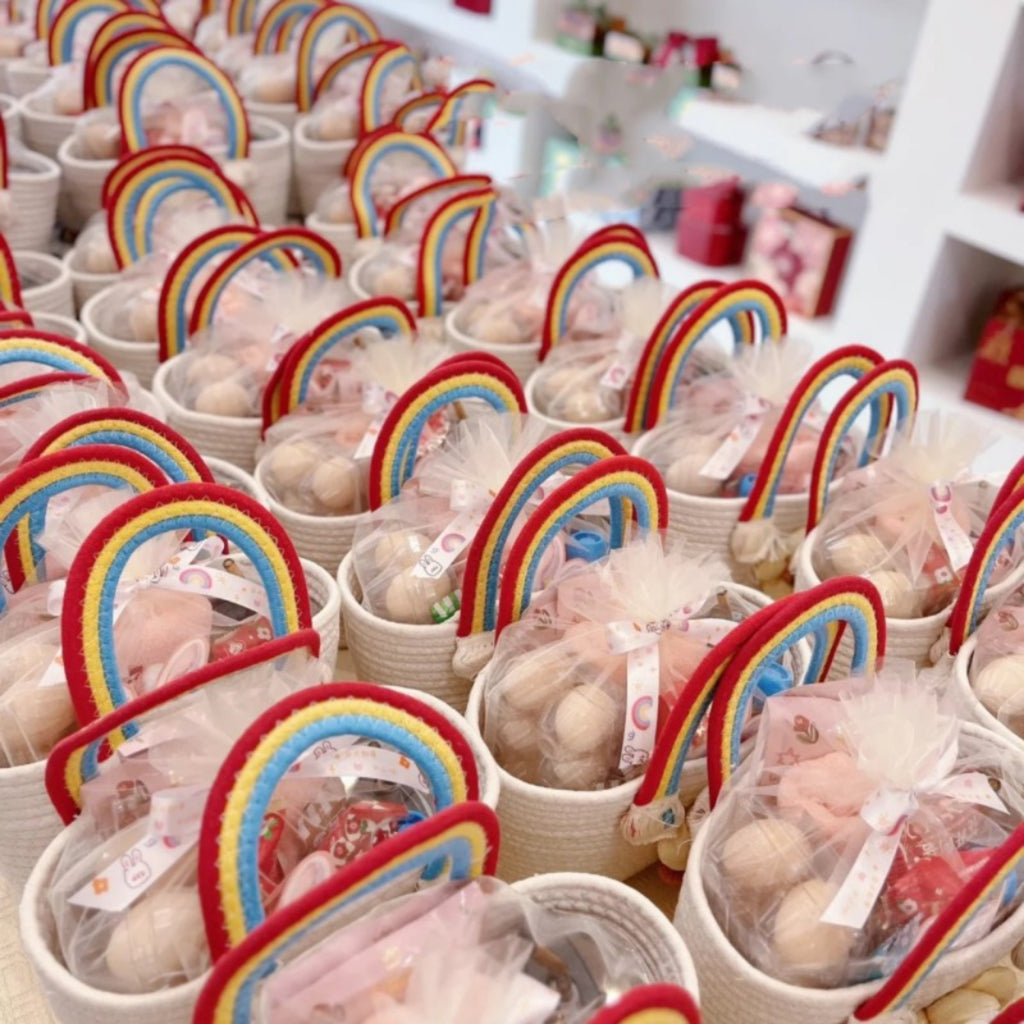 Rainbow Woven Baby Shower Keepsake Gift Basket