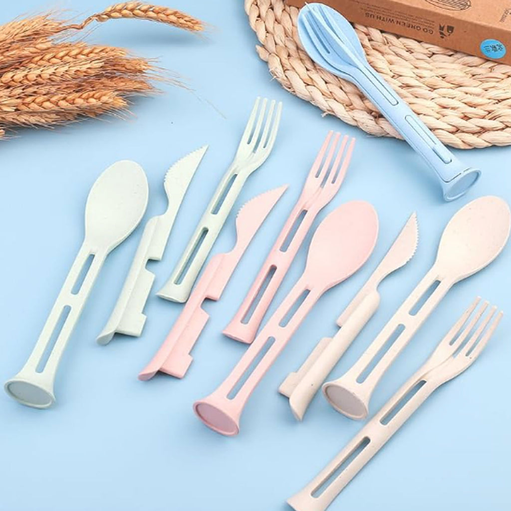 Wheat Straw 3 In 1 Portable Knife Fork and Spoon