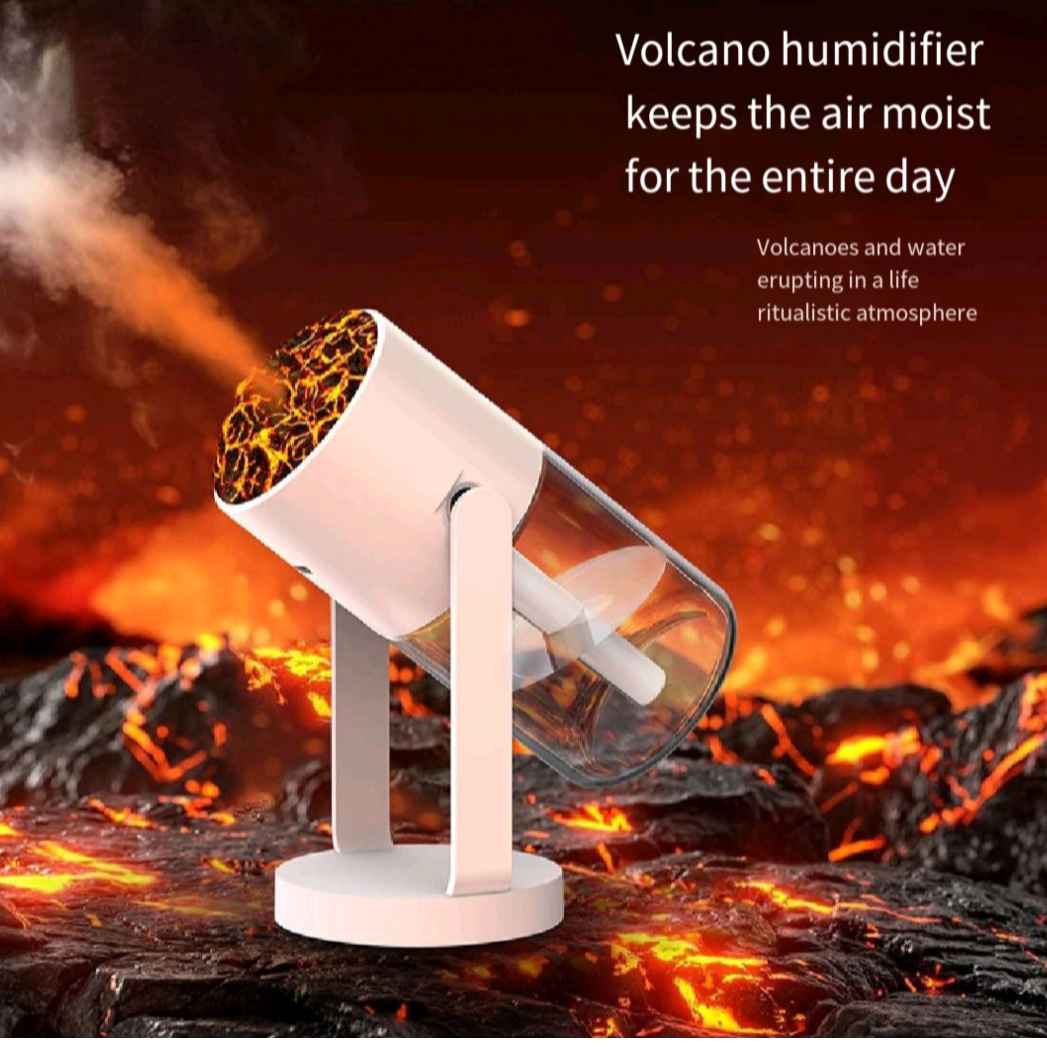 USB Car Cup Humidifier Quiet 7Color Volcano Diffuser