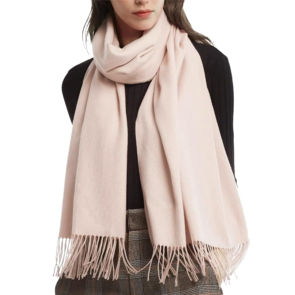 Women'S Winter Solid Color Embroidery Warm Scarf