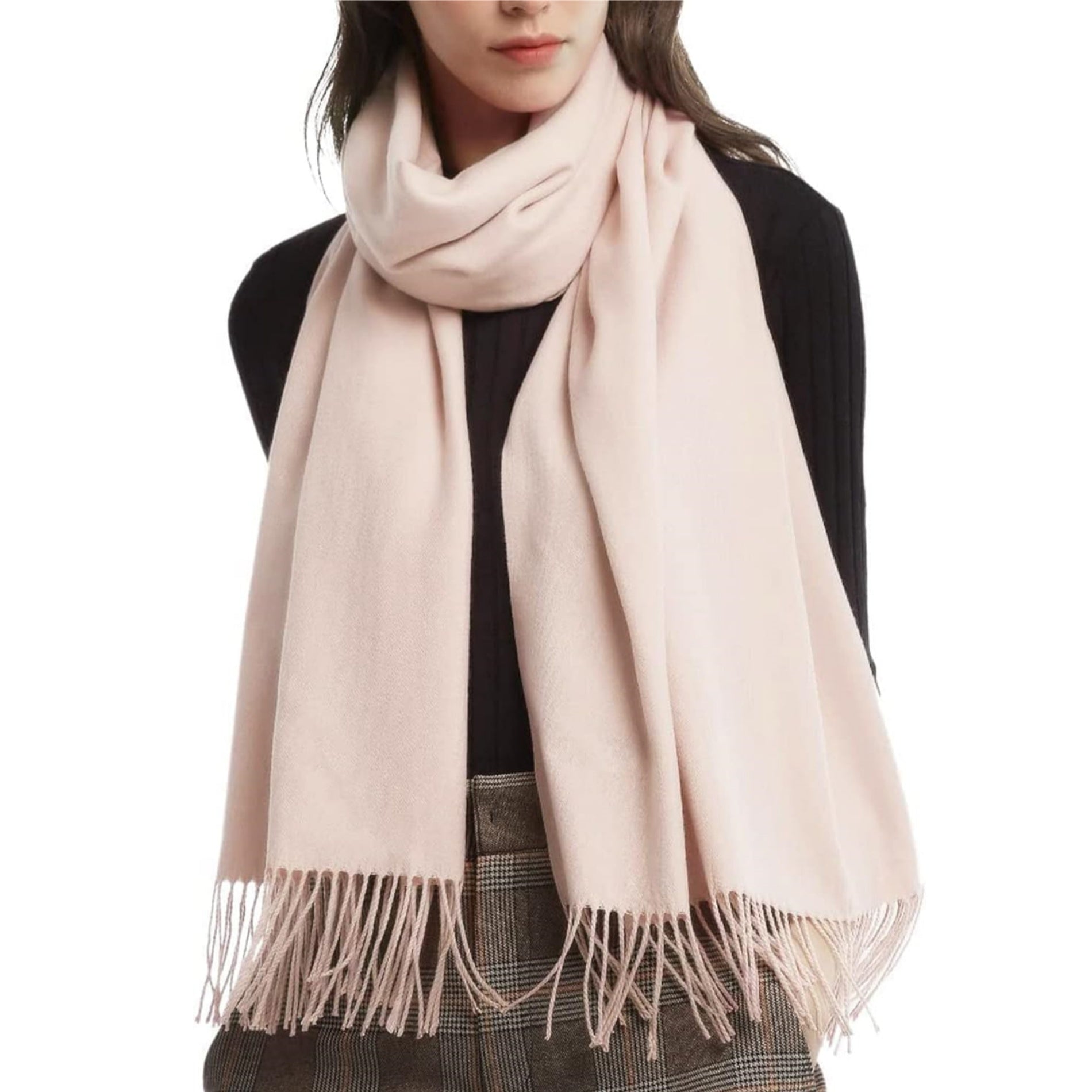 Women'S Winter Solid Color Embroidery Warm Scarf