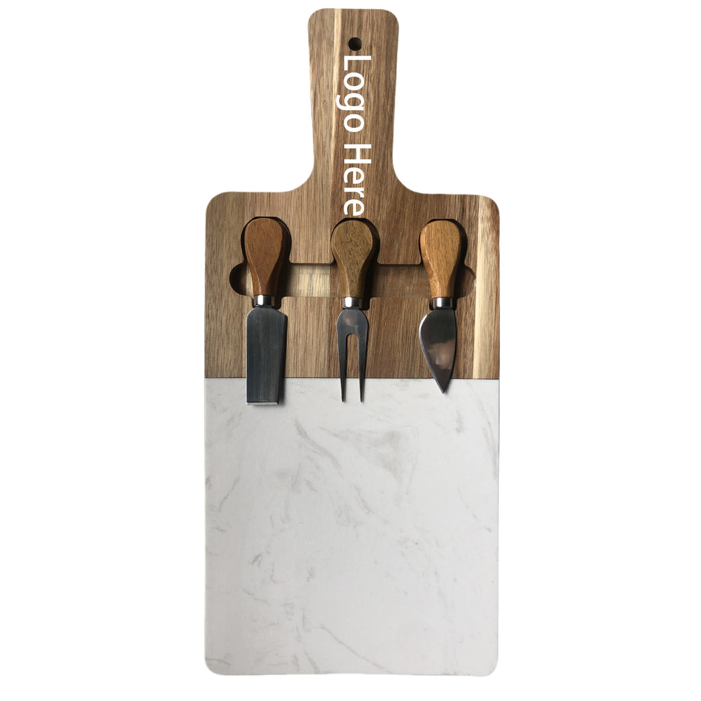 Wooden Cheese Board With Knives