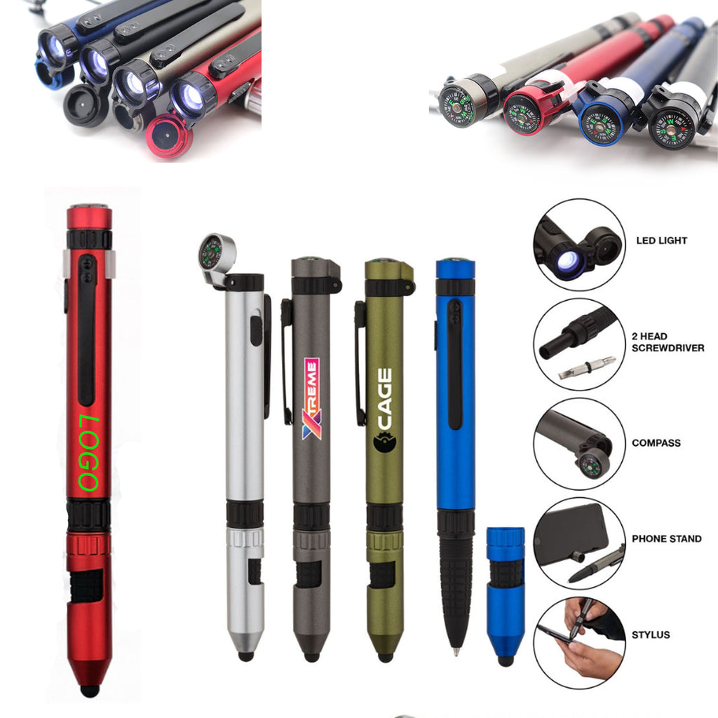 6 in 1 Multi Functional Outdoor Tool Pen Ballpoint Pen