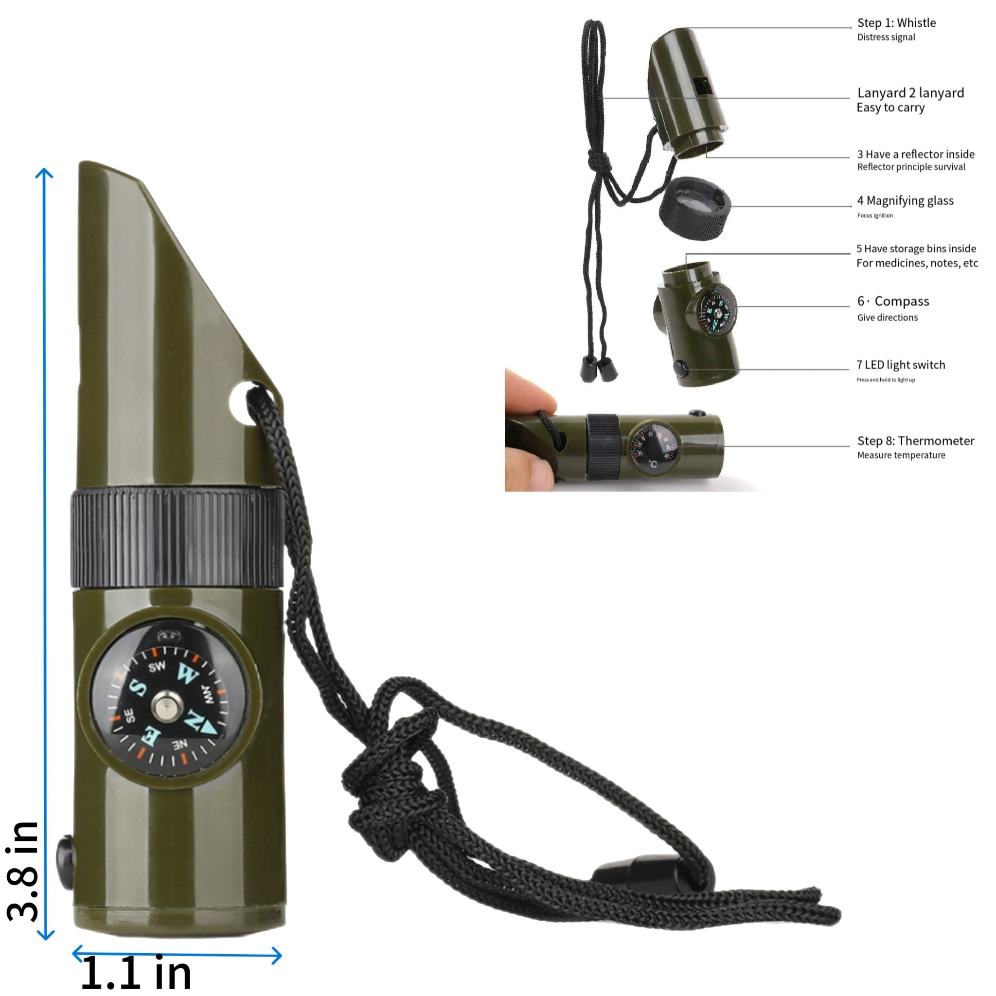 7-In-1 Multi Functional Survival Whistle