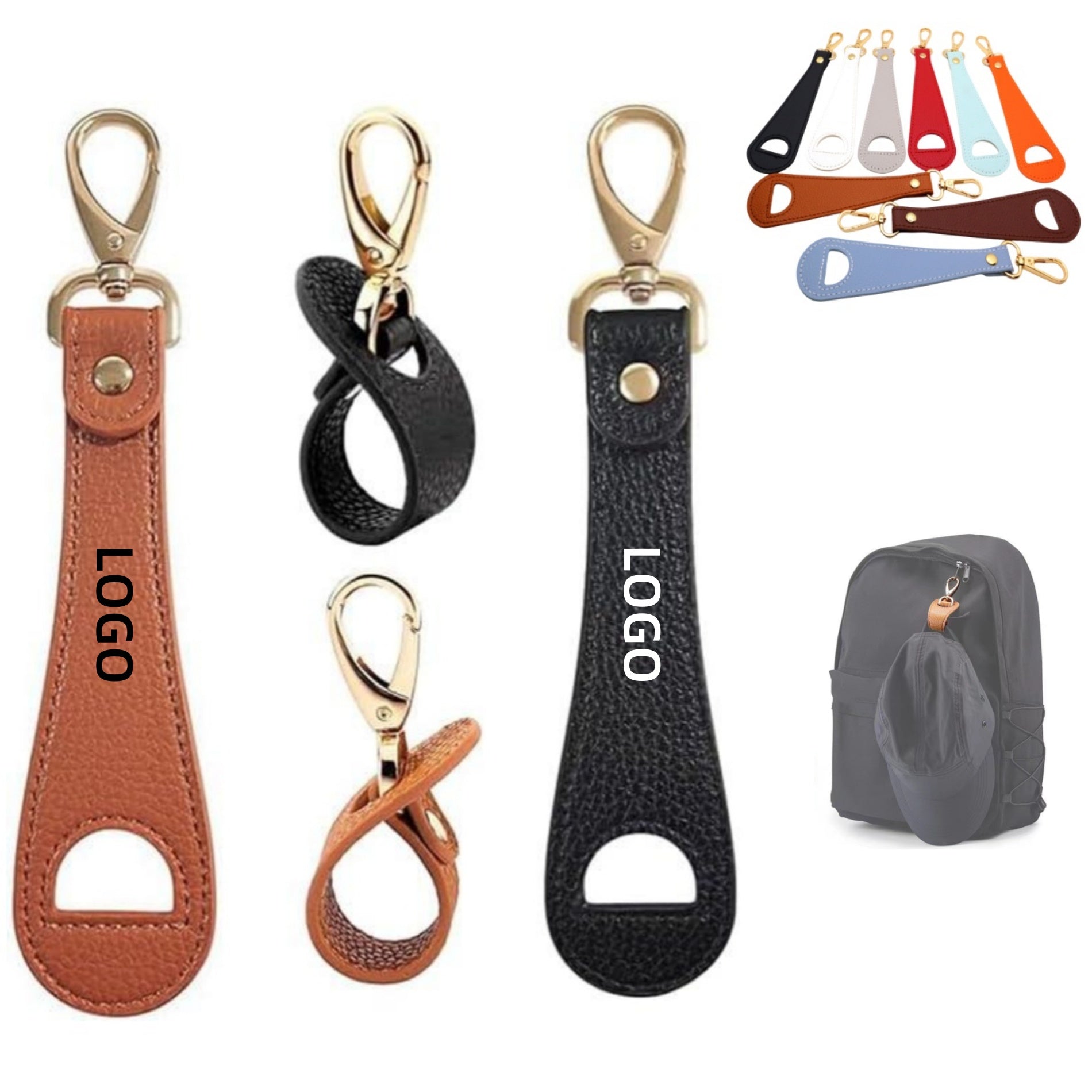 Multifunctional PU Leather Keychain Hat Clip