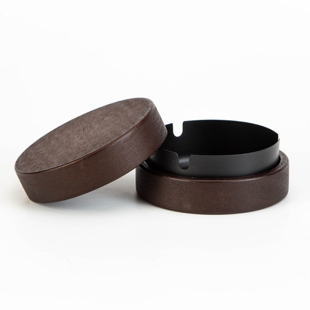 Wood Ashtray With Open Lid