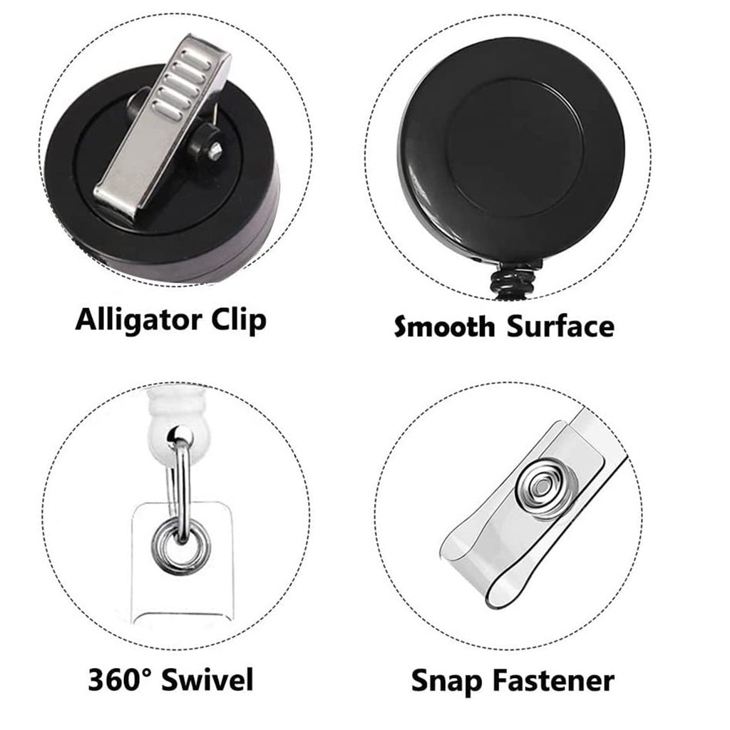 Highly Elastic Clear Retractable Swivel Id Badge Holder