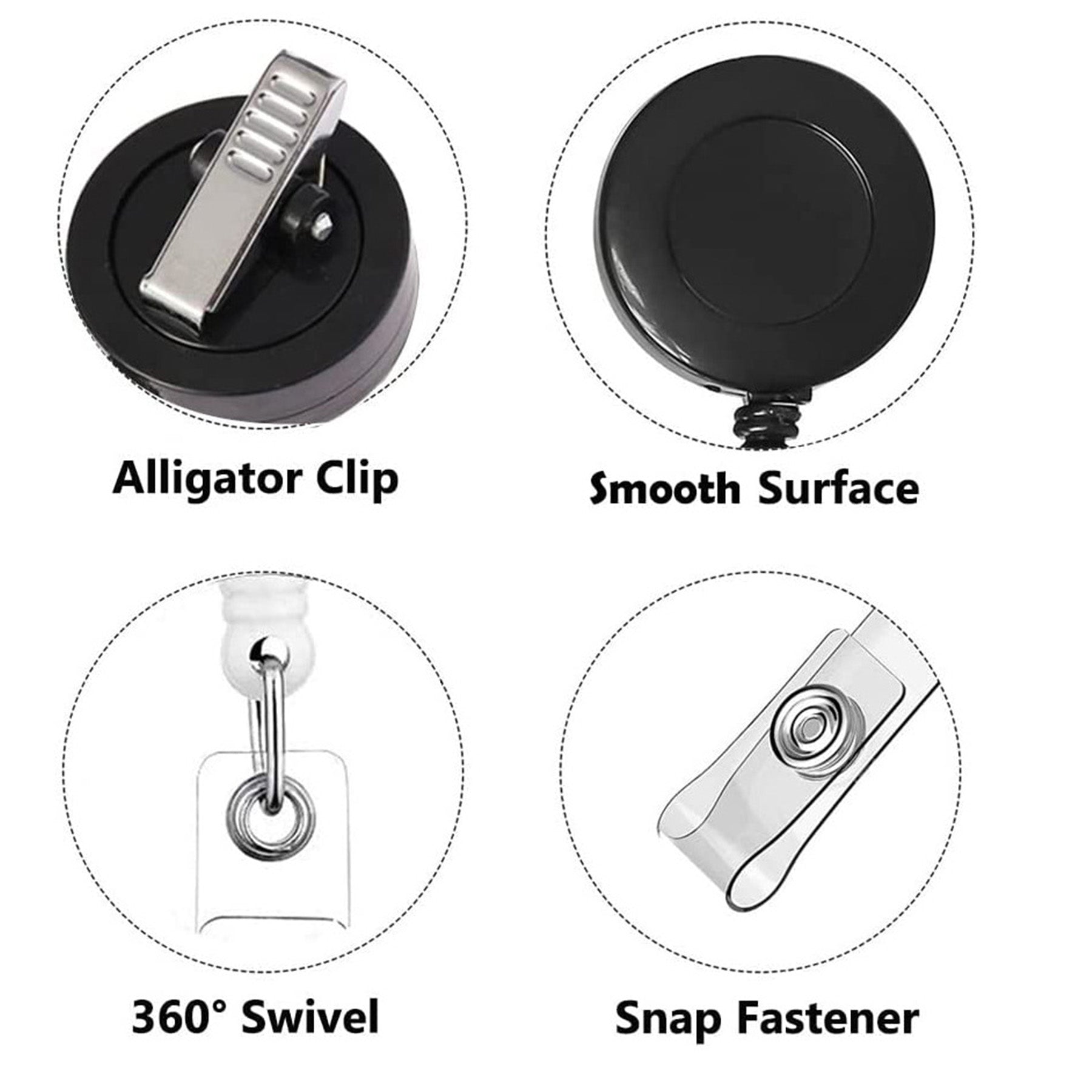Highly Elastic Clear Retractable Swivel Id Badge Holder