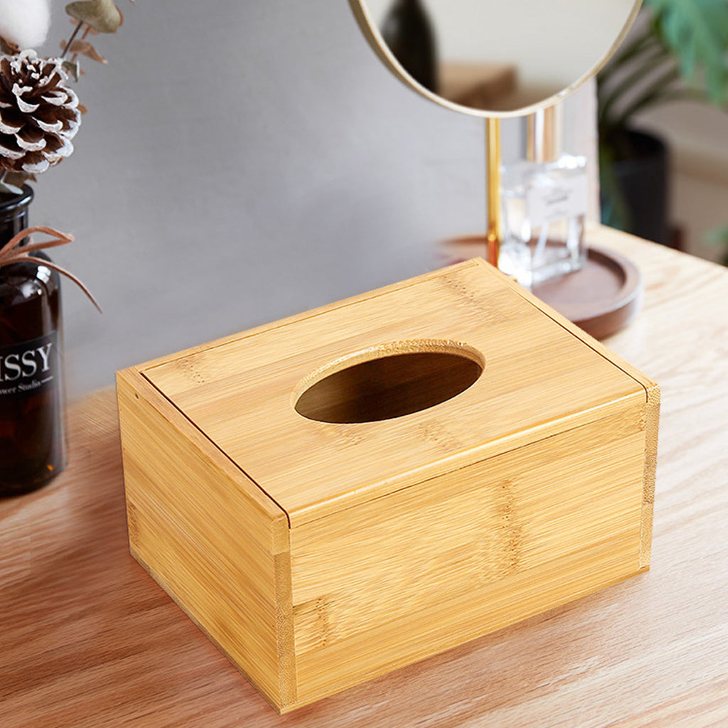 Clamshell Wooden Rectangular Tissue Box