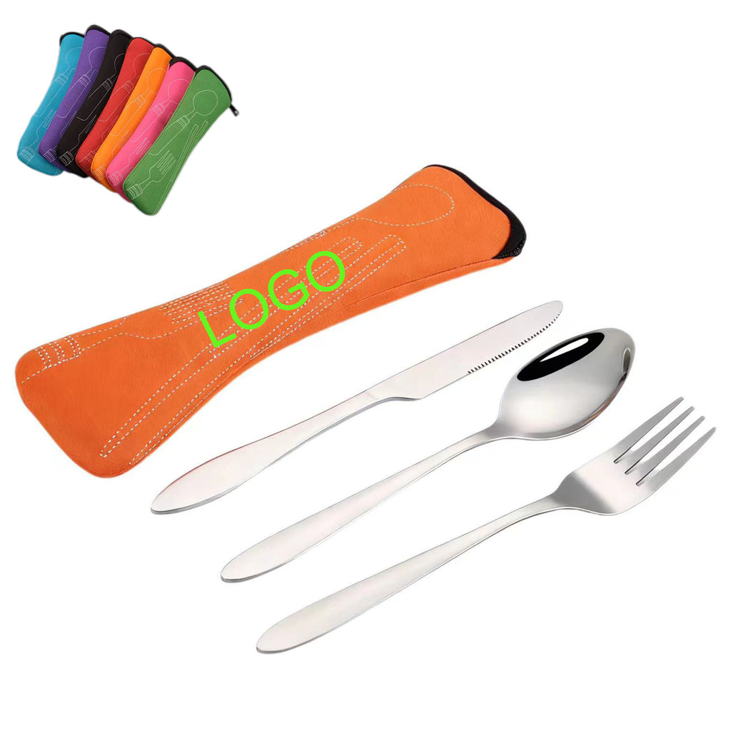 Portable Utensil Set - Fork Spoon Chopsticks with Pouch