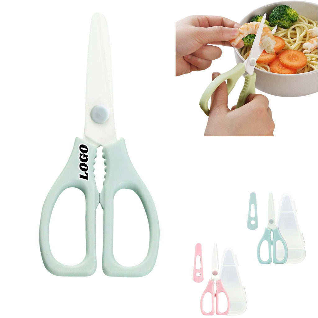 Ceramic Baby Food Scissors Portable Case BPA Free