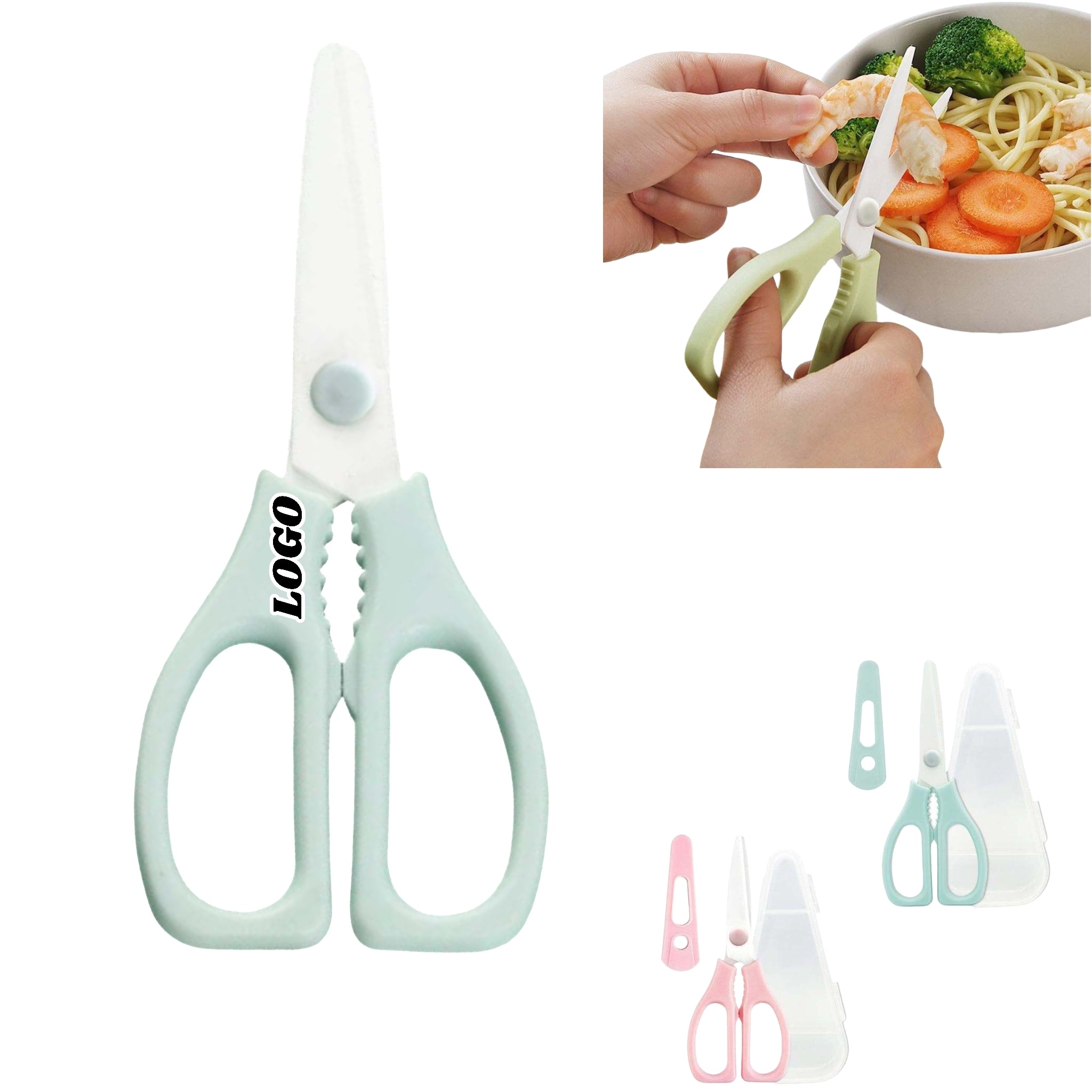 Ceramic Baby Food Scissors Portable Case BPA Free